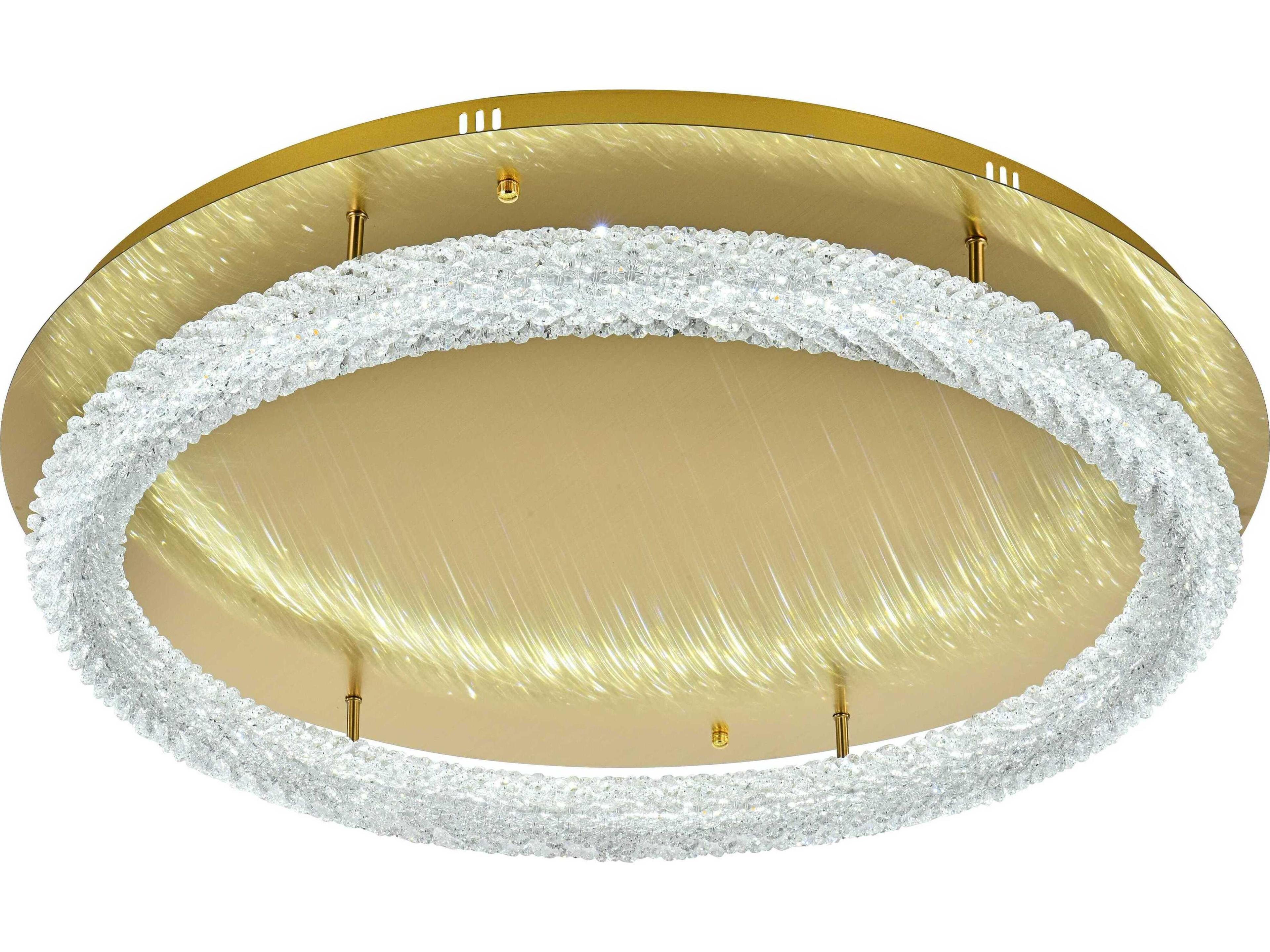 Elegant Lighting Bowen 1-Light Satin Gold Round Semi Flush Mount