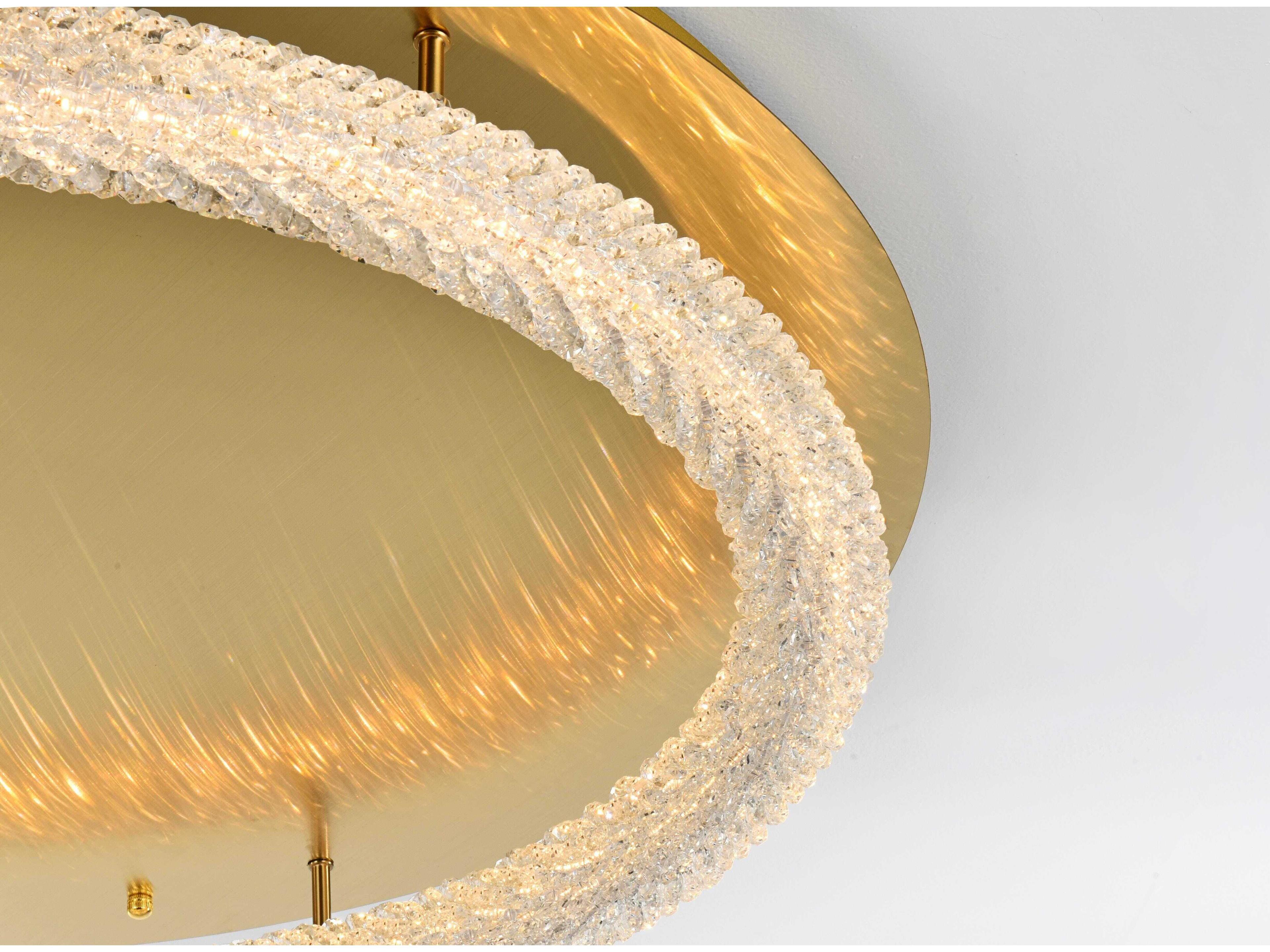 Elegant Lighting Bowen 1-Light Satin Gold Round Semi Flush Mount