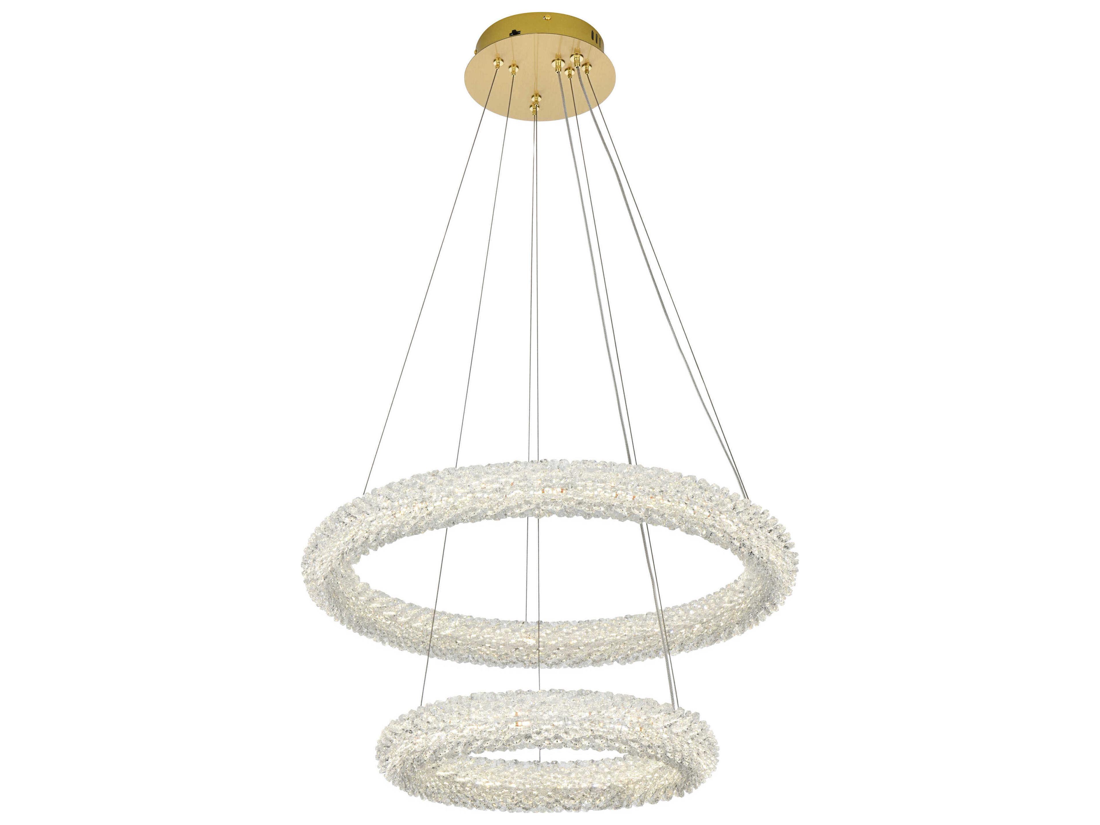 Elegant Lighting Bowen 2-Light Satin Gold Tiered Pendant