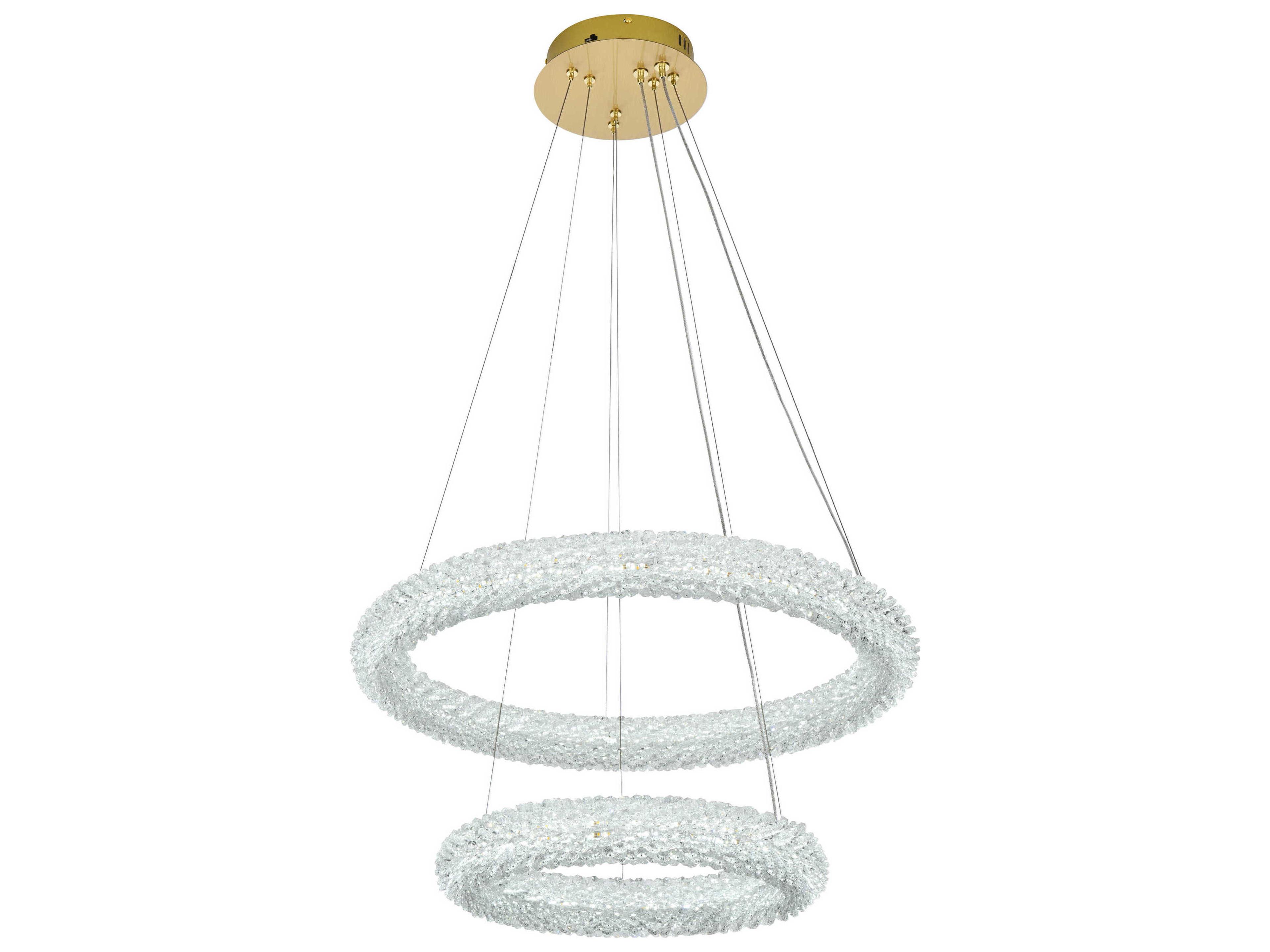 Elegant Lighting Bowen 2-Light Satin Gold Tiered Pendant
