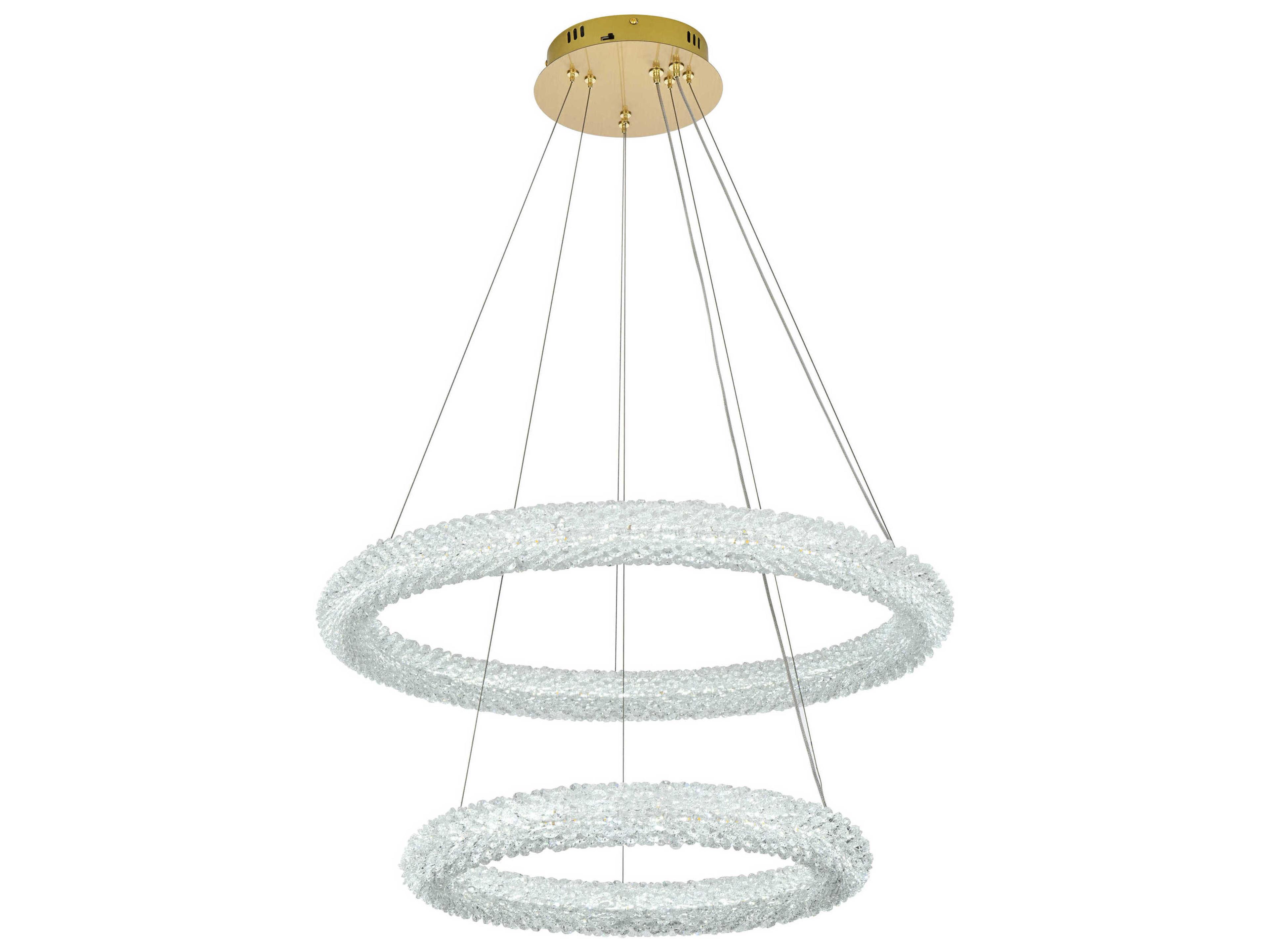 Elegant Lighting Bowen 2-Light Satin Gold Tiered Pendant