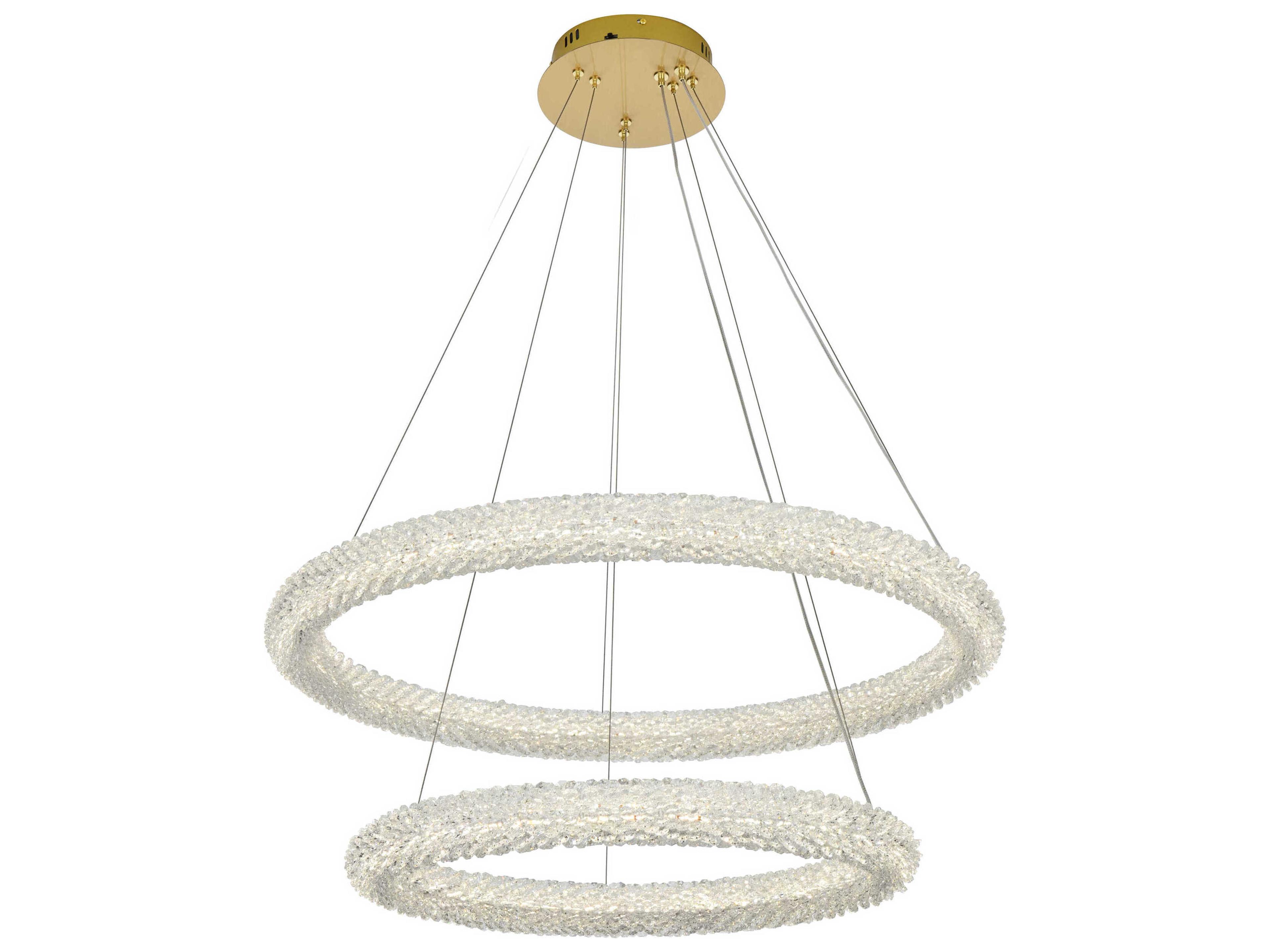 Elegant Lighting Bowen 2-Light Satin Gold Tiered Pendant