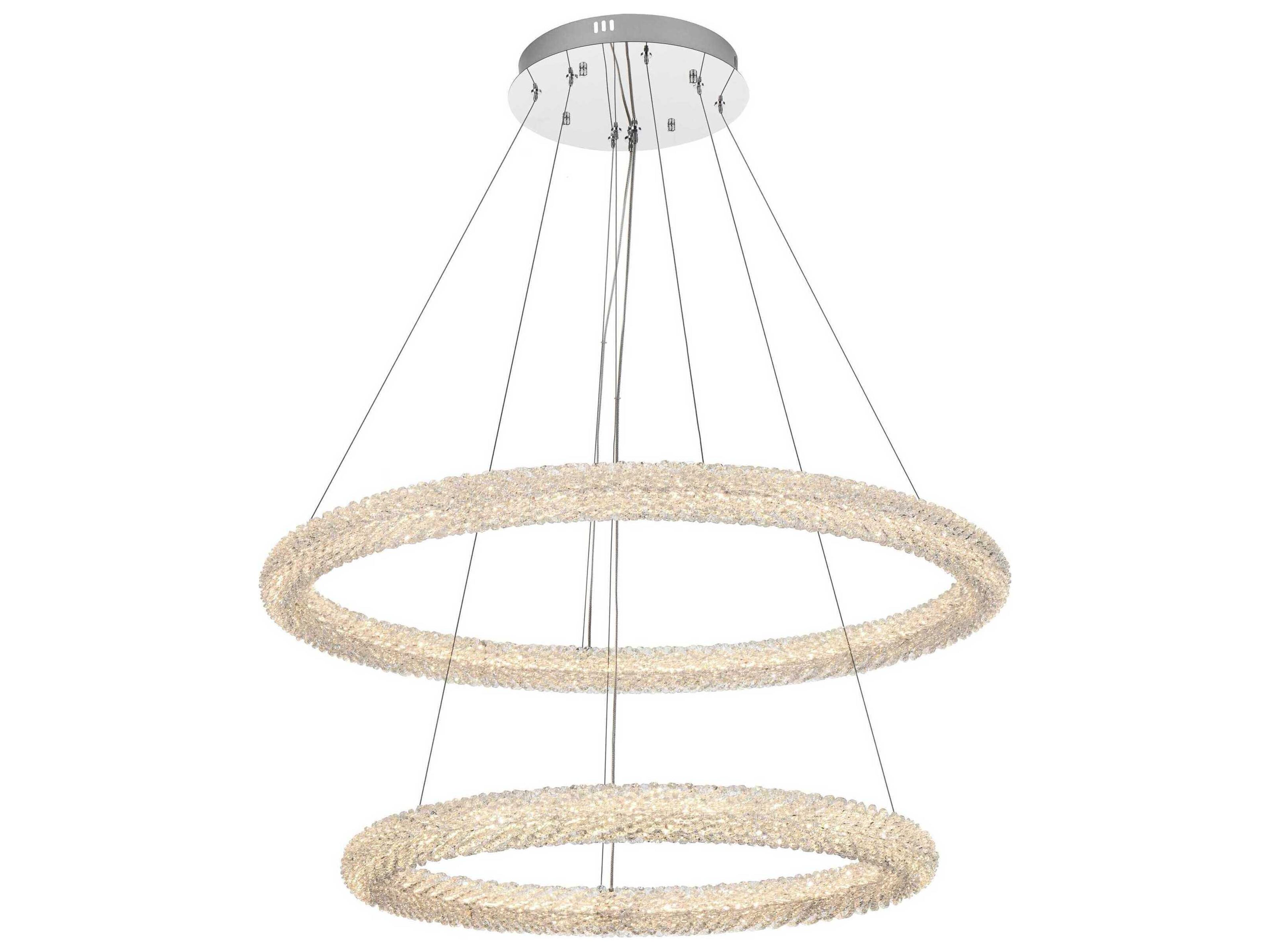 Elegant Lighting Bowen 2-Light Chrome Round Tiered Pendant