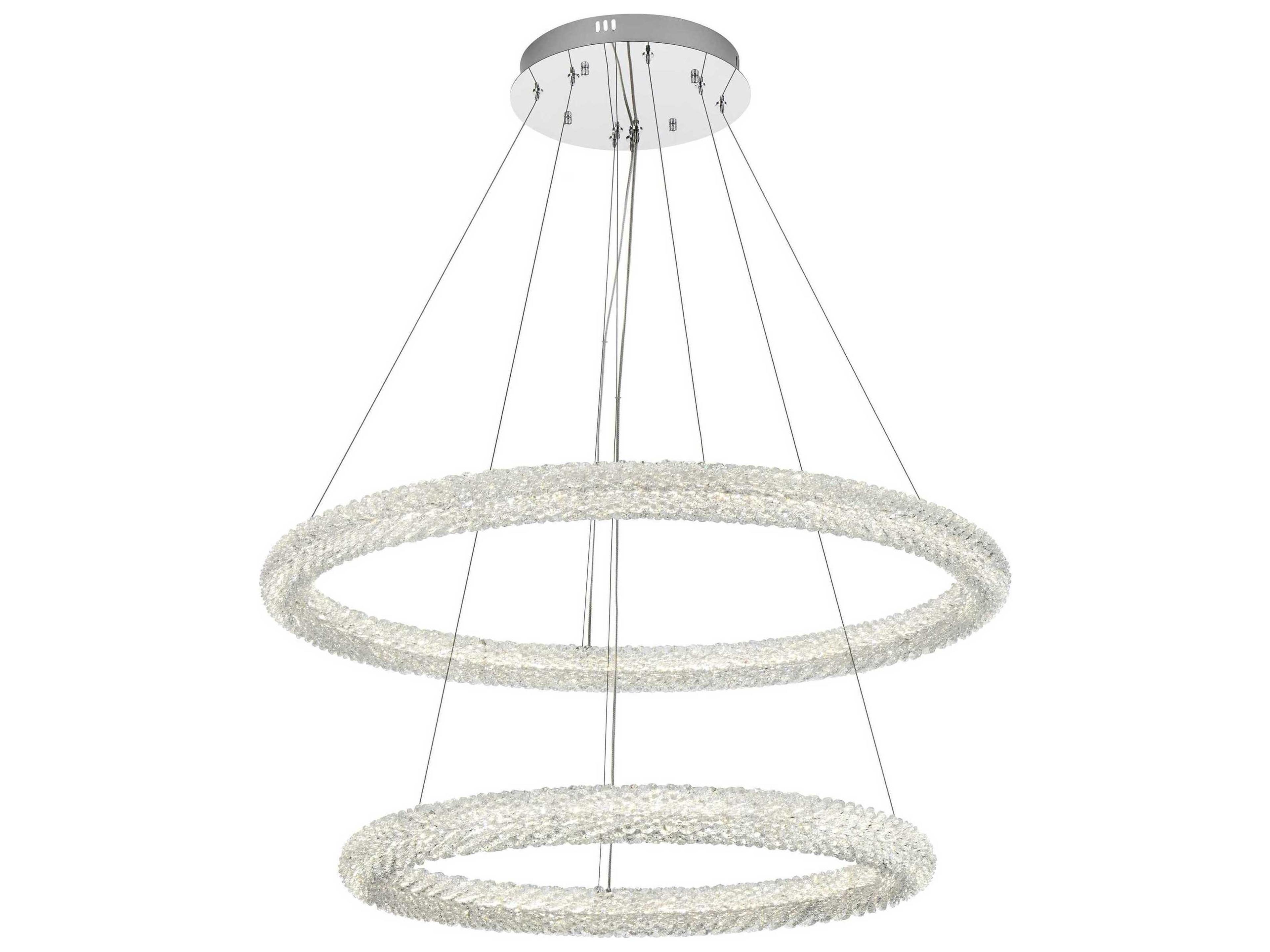 Elegant Lighting Bowen 2-Light Chrome Round Tiered Pendant