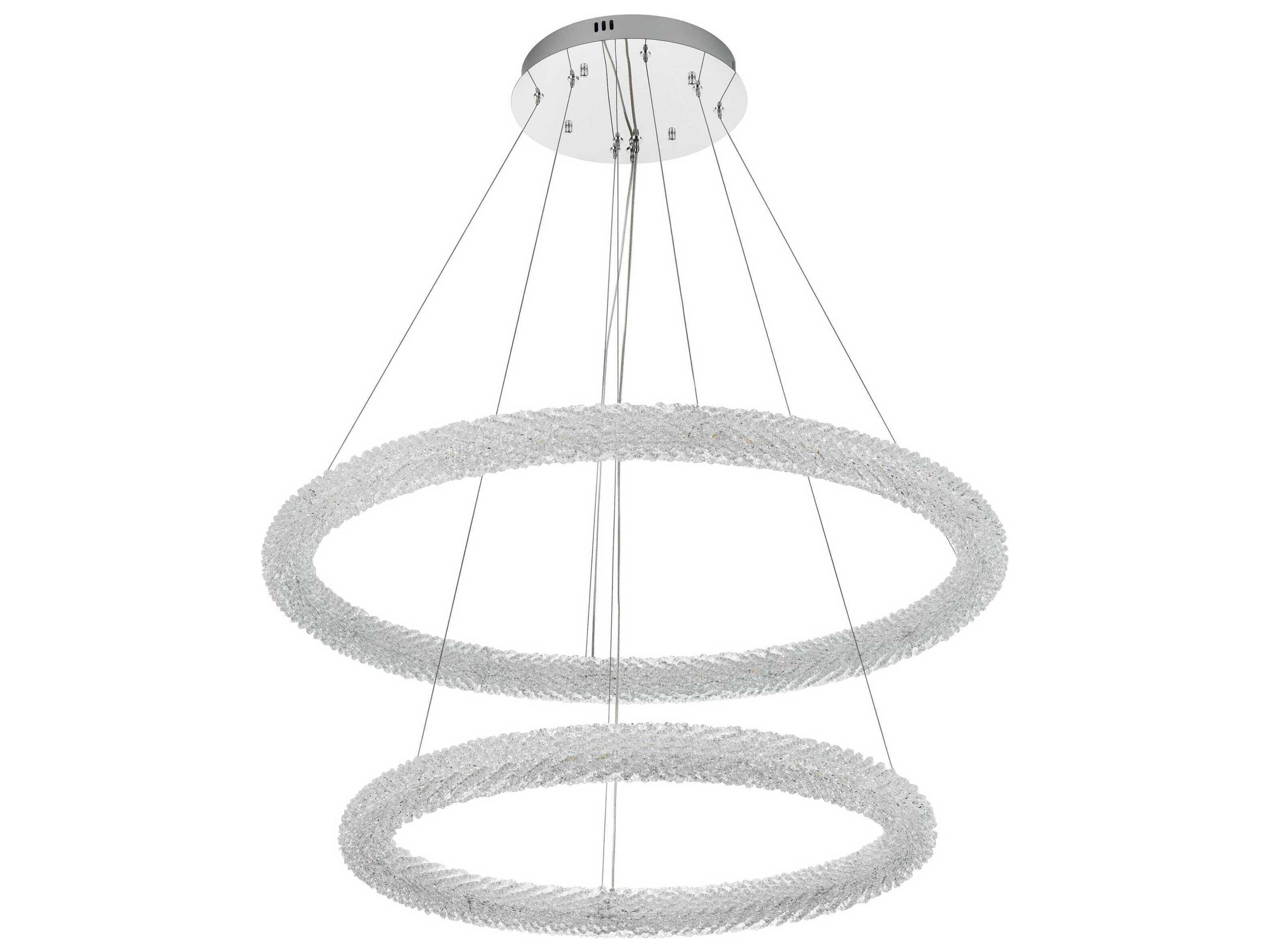 Elegant Lighting Bowen 2-Light Chrome Round Tiered Pendant