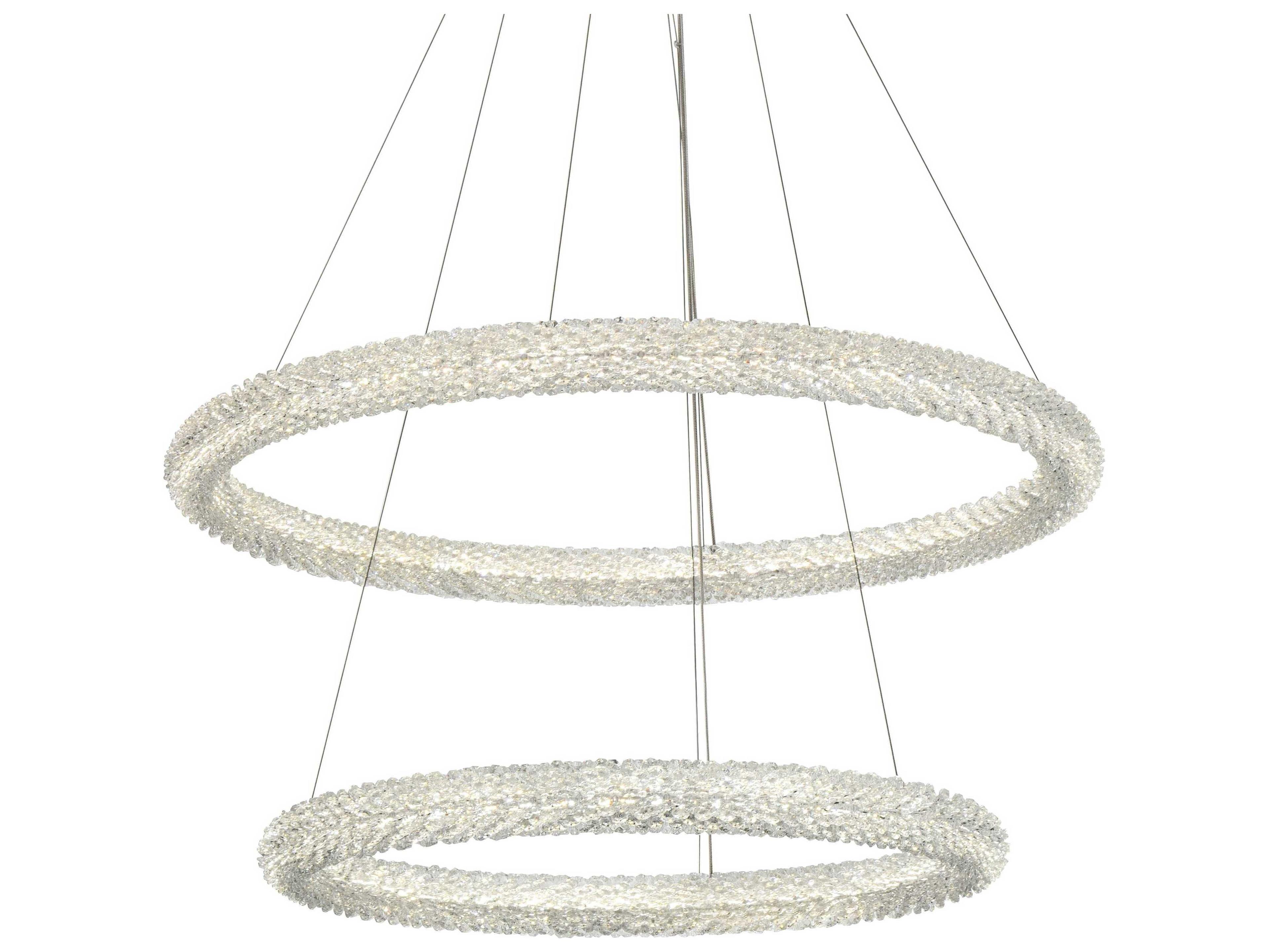 Elegant Lighting Bowen 2-Light Satin Gold Round Tiered Pendant
