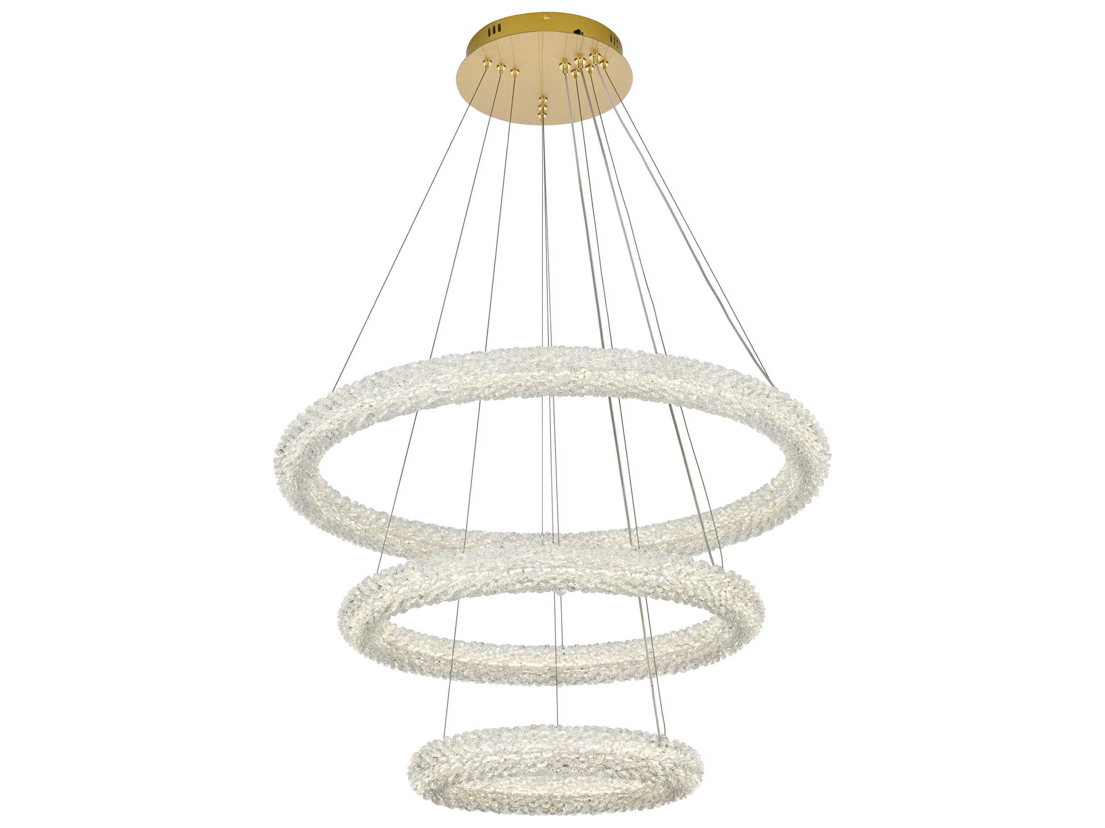 Elegant Lighting Bowen 3-Light Satin Gold Tiered Pendant