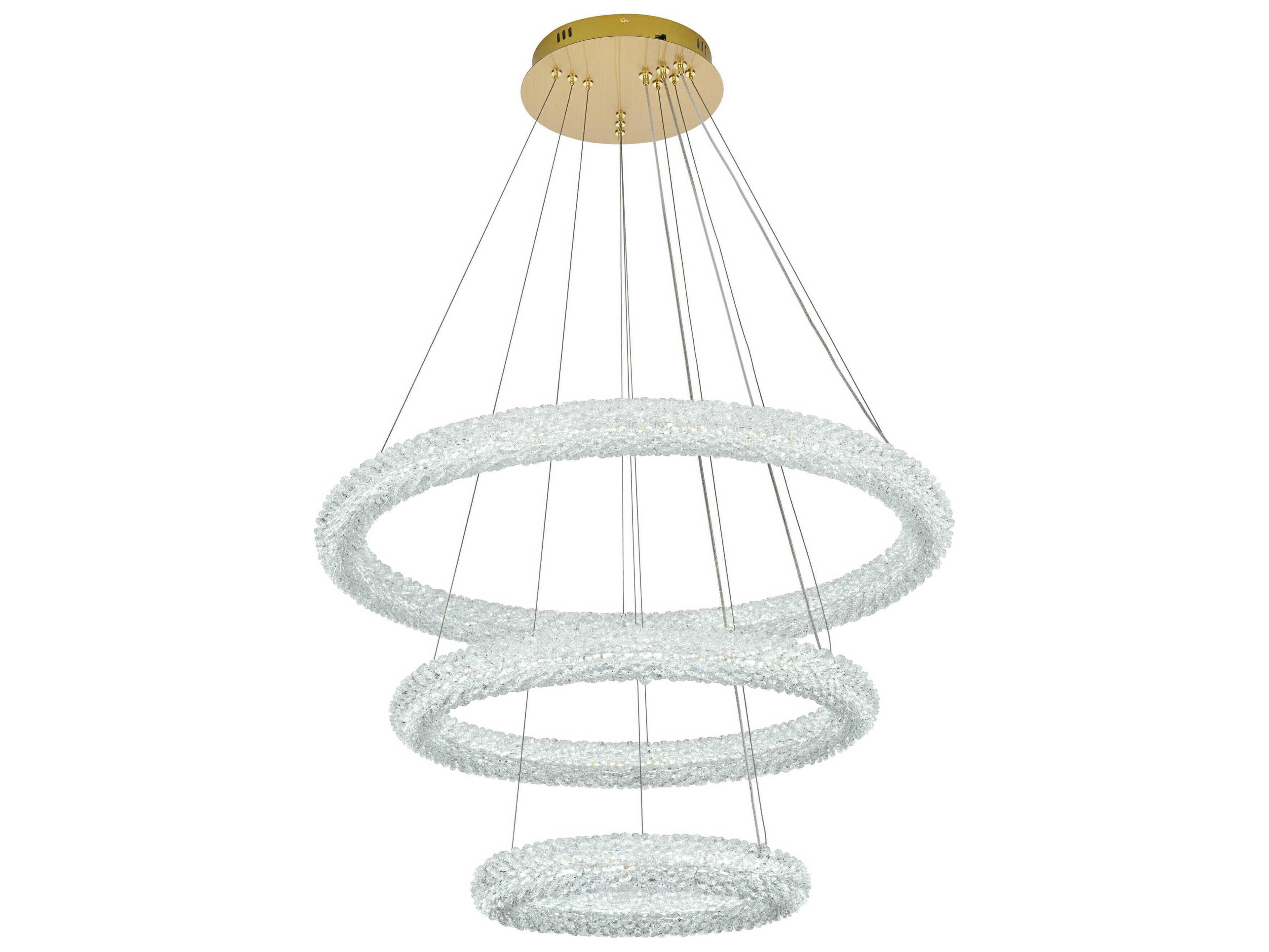 Elegant Lighting Bowen 3-Light Satin Gold Tiered Pendant