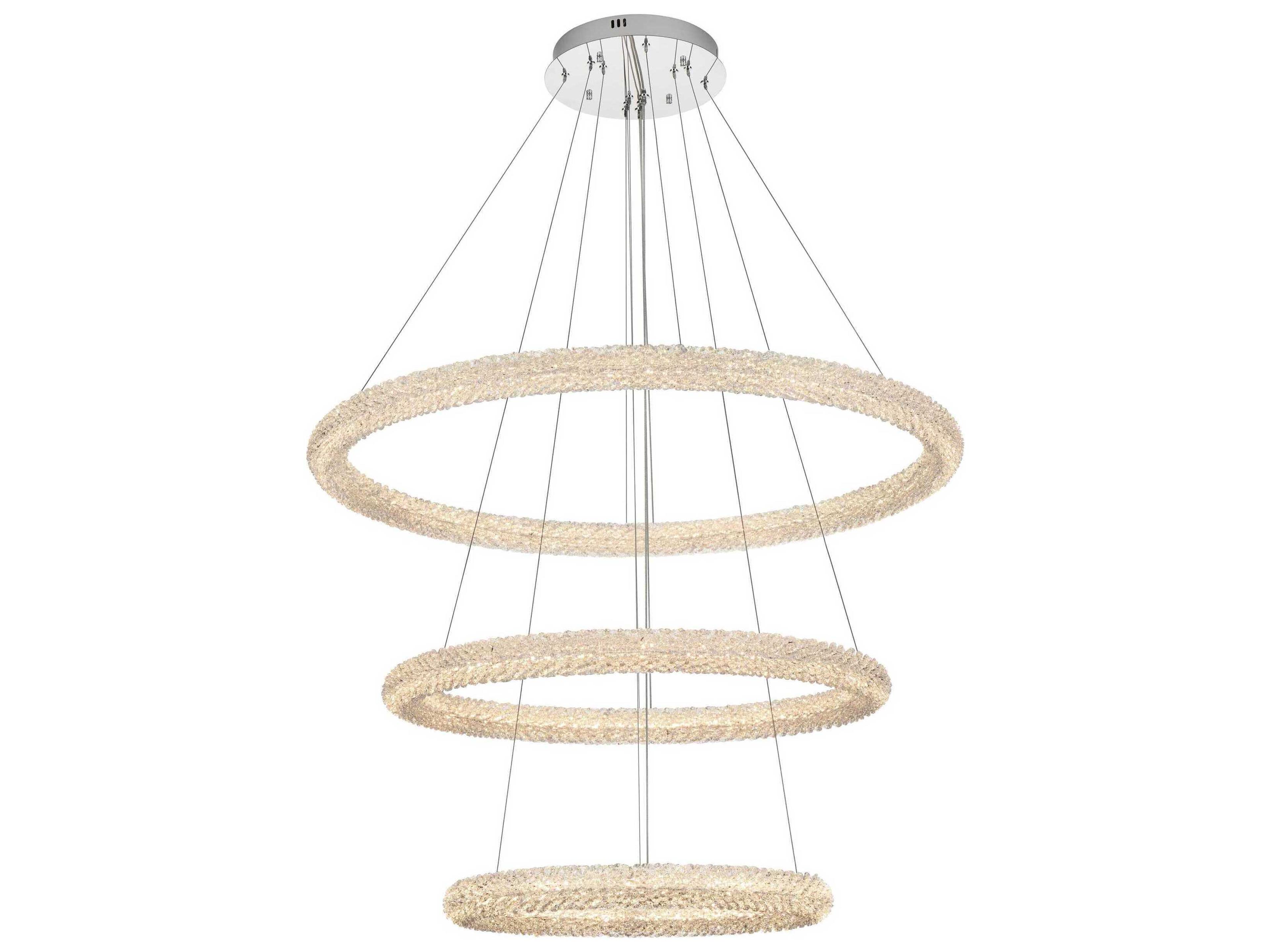 Elegant Lighting Bowen 3-Light Chrome Round Tiered Pendant