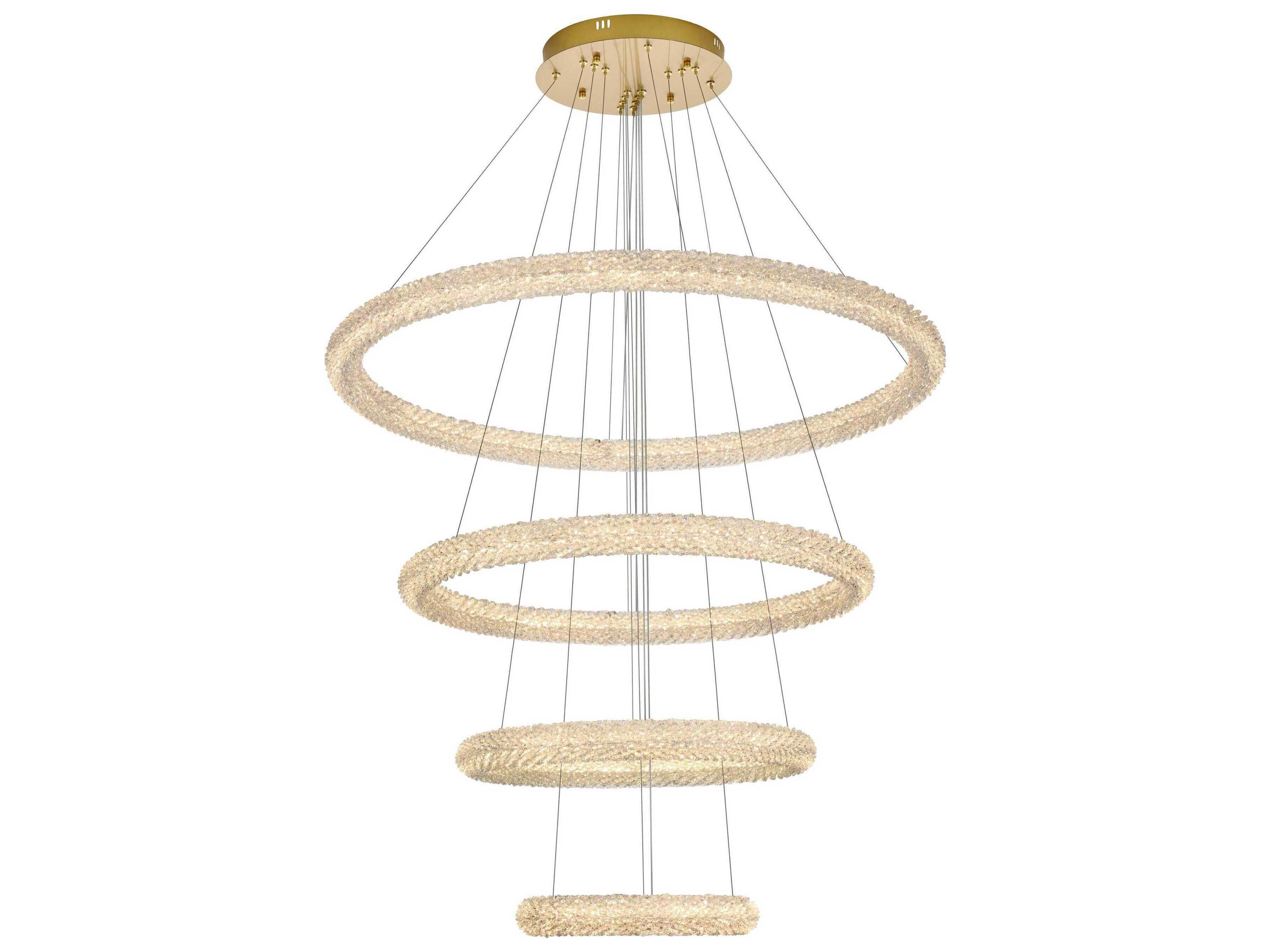 Bowen 4-Light Satin Gold Round Tiered Pendant