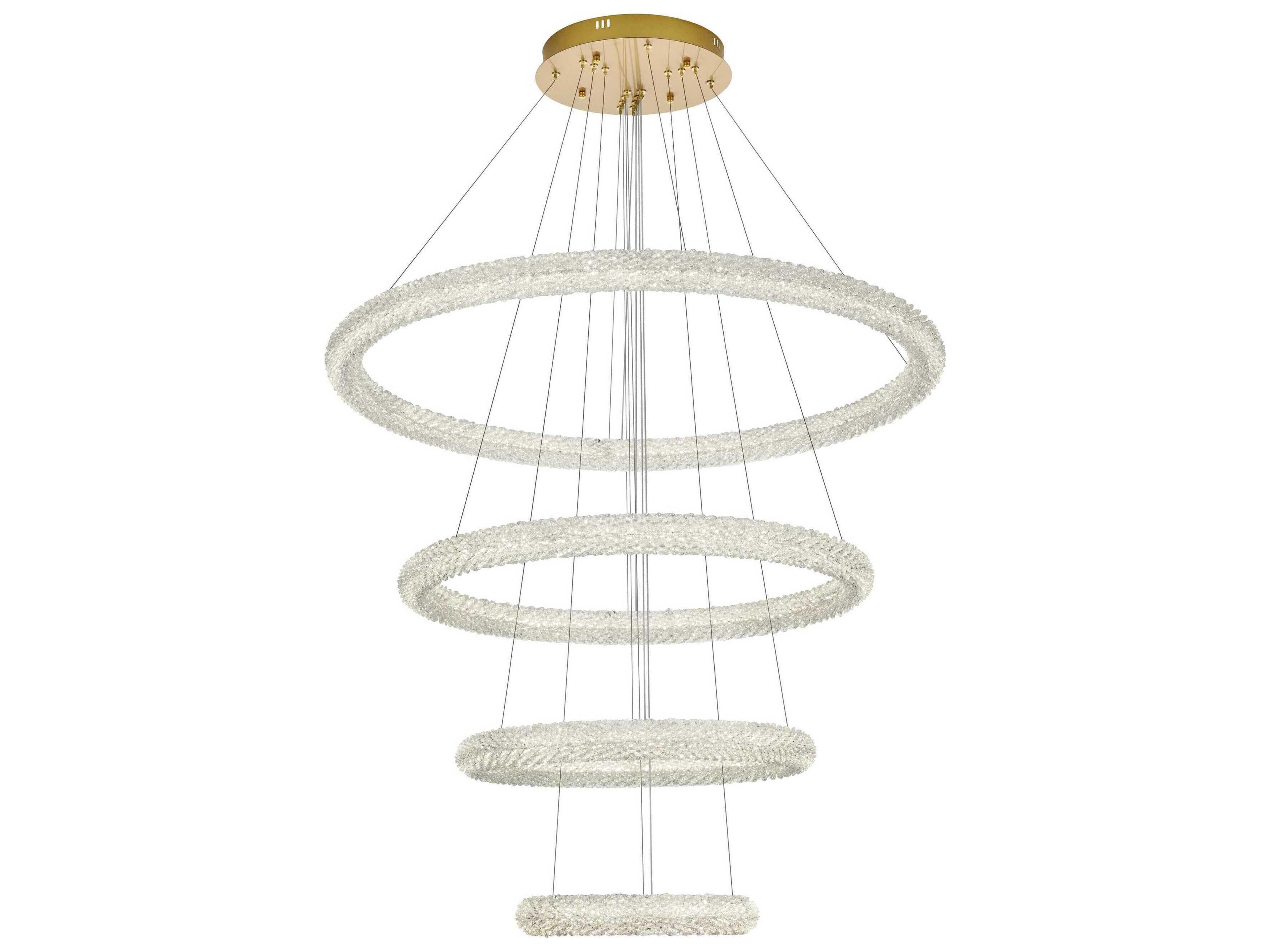 Elegant Lighting Bowen 4-Light Satin Gold Round Tiered Pendant