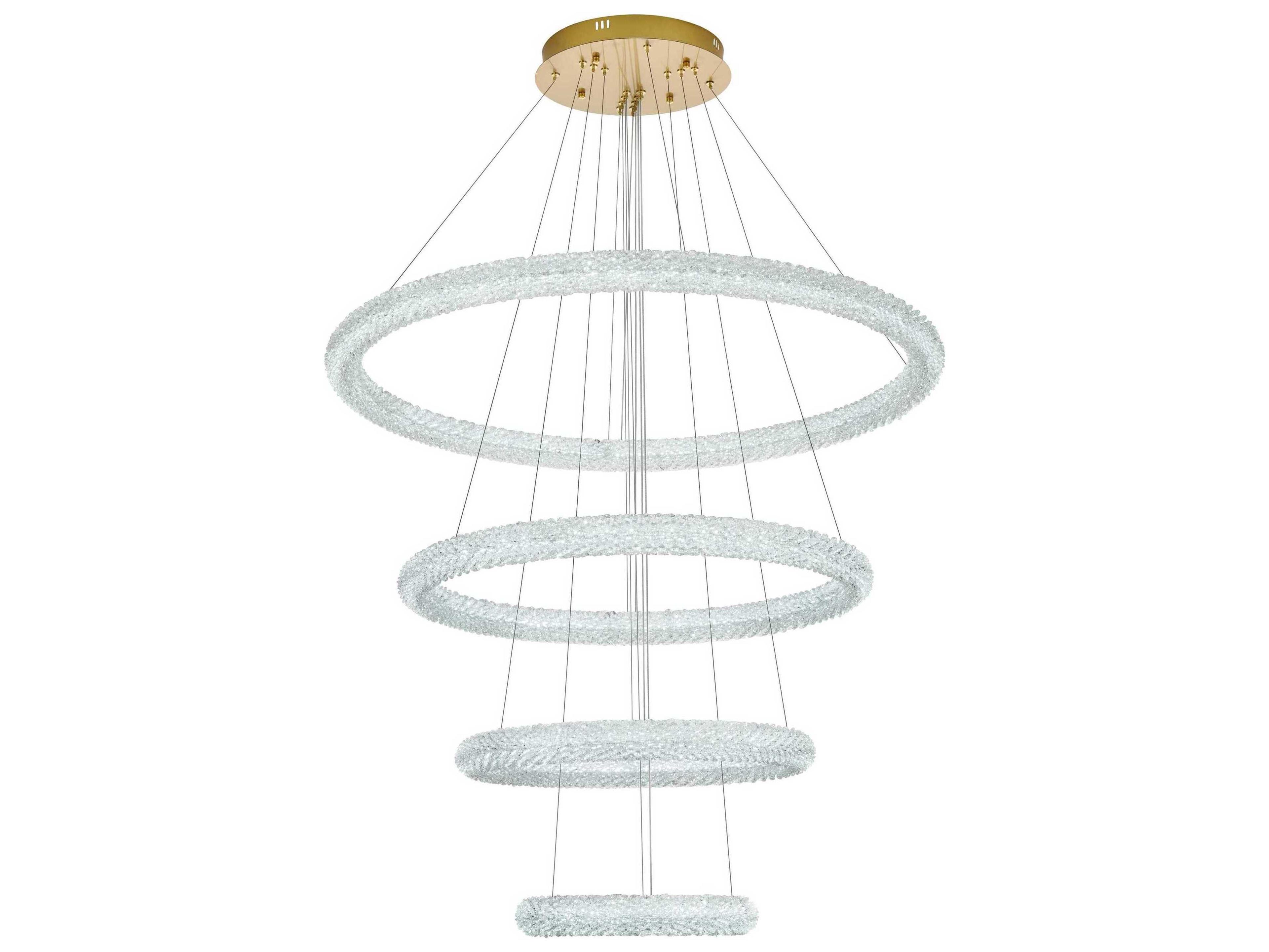 Elegant Lighting Bowen 4-Light Satin Gold Round Tiered Pendant