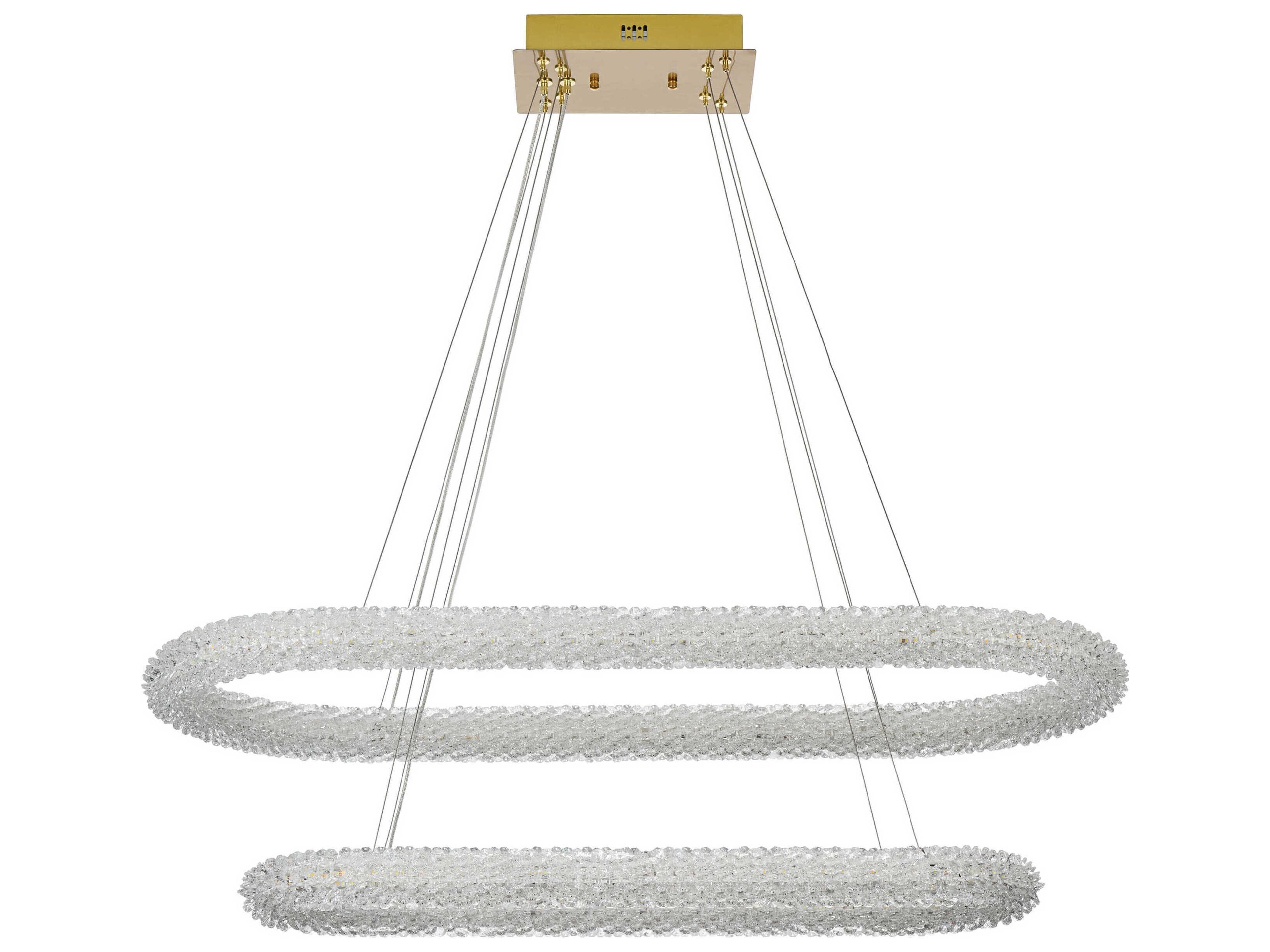 Elegant Lighting Bowen 2-Light Satin Gold Tiered Island Pendant