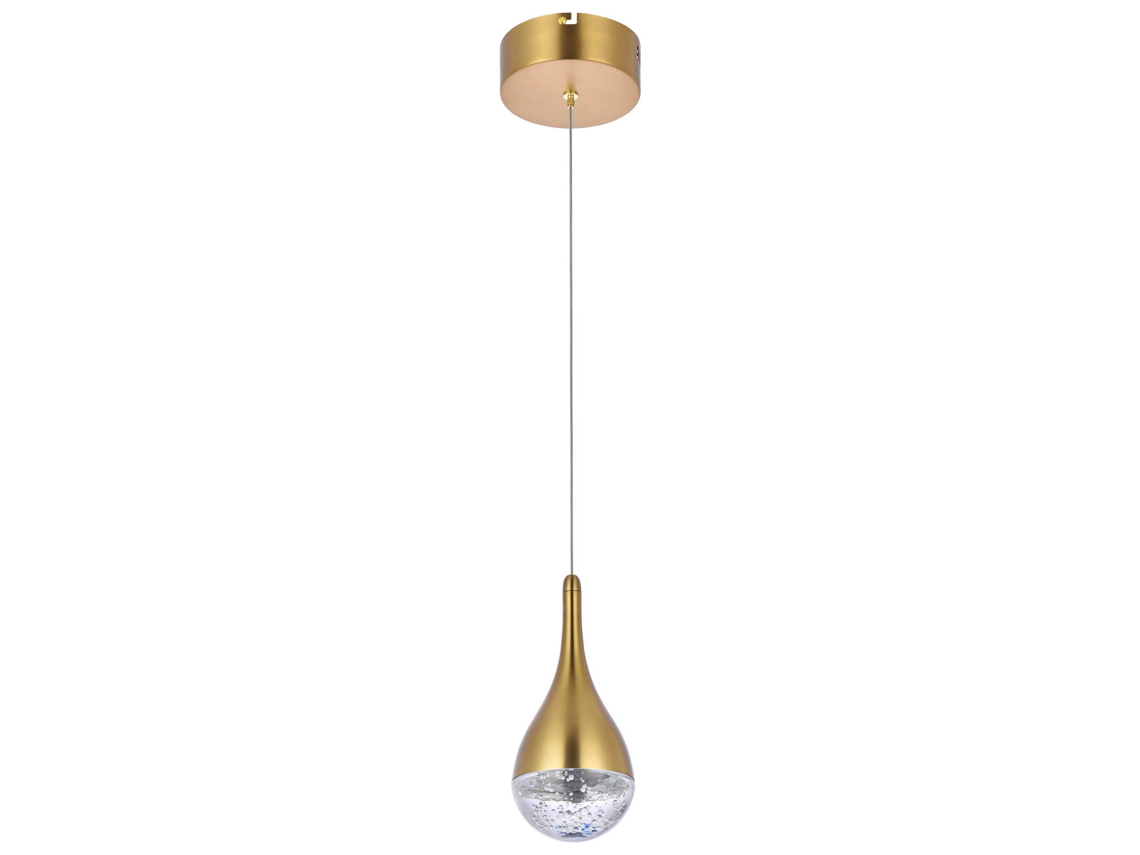 Elegant Lighting Amherst 1-Light Satin Gold Mini Pendant
