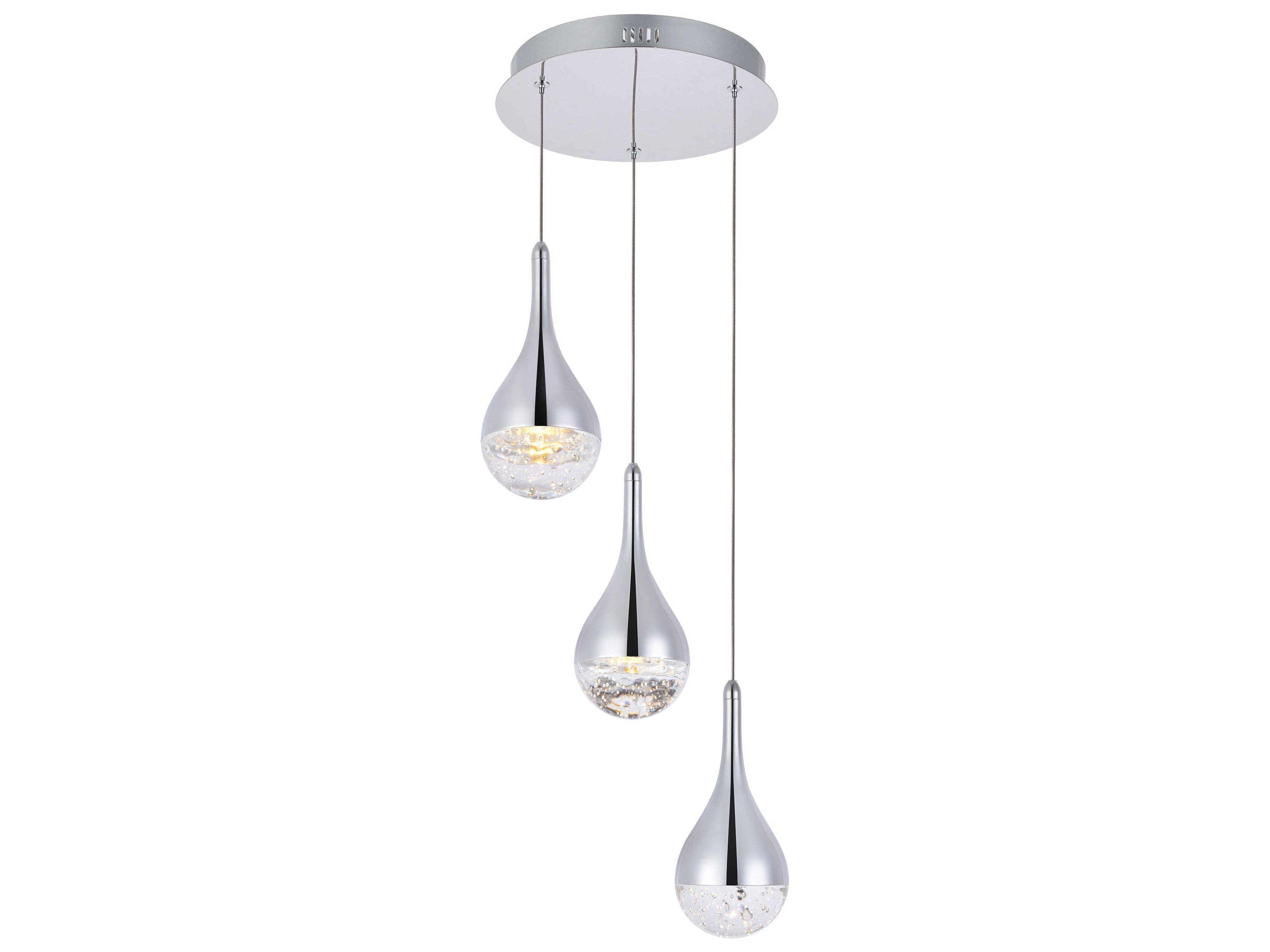 Amherst 3-Light Chrome Clear Crystal LED Geometric Mini Pendant