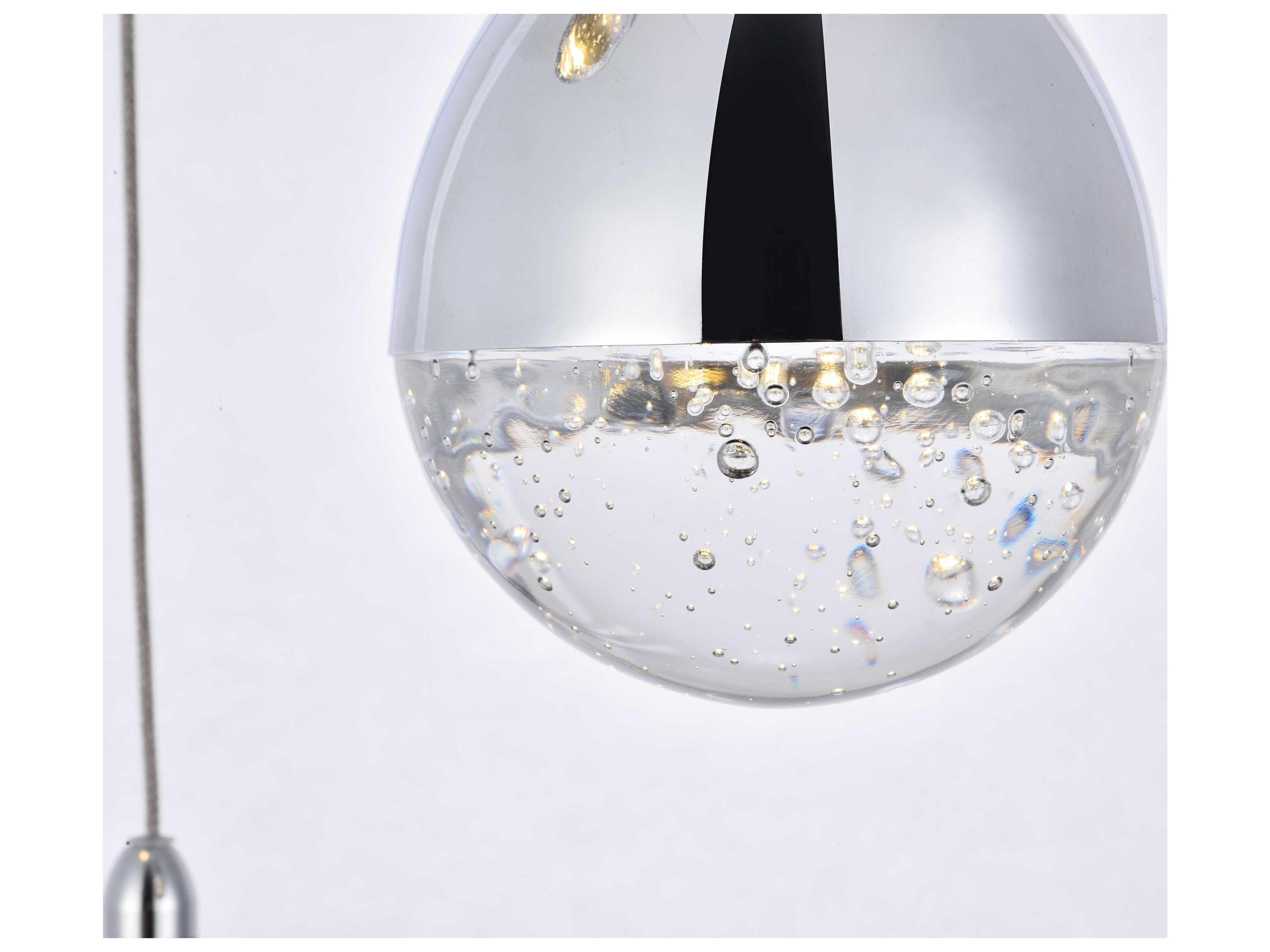 Elegant Lighting Amherst 3-Light Chrome Clear Crystal LED Geometric Mini Pendant