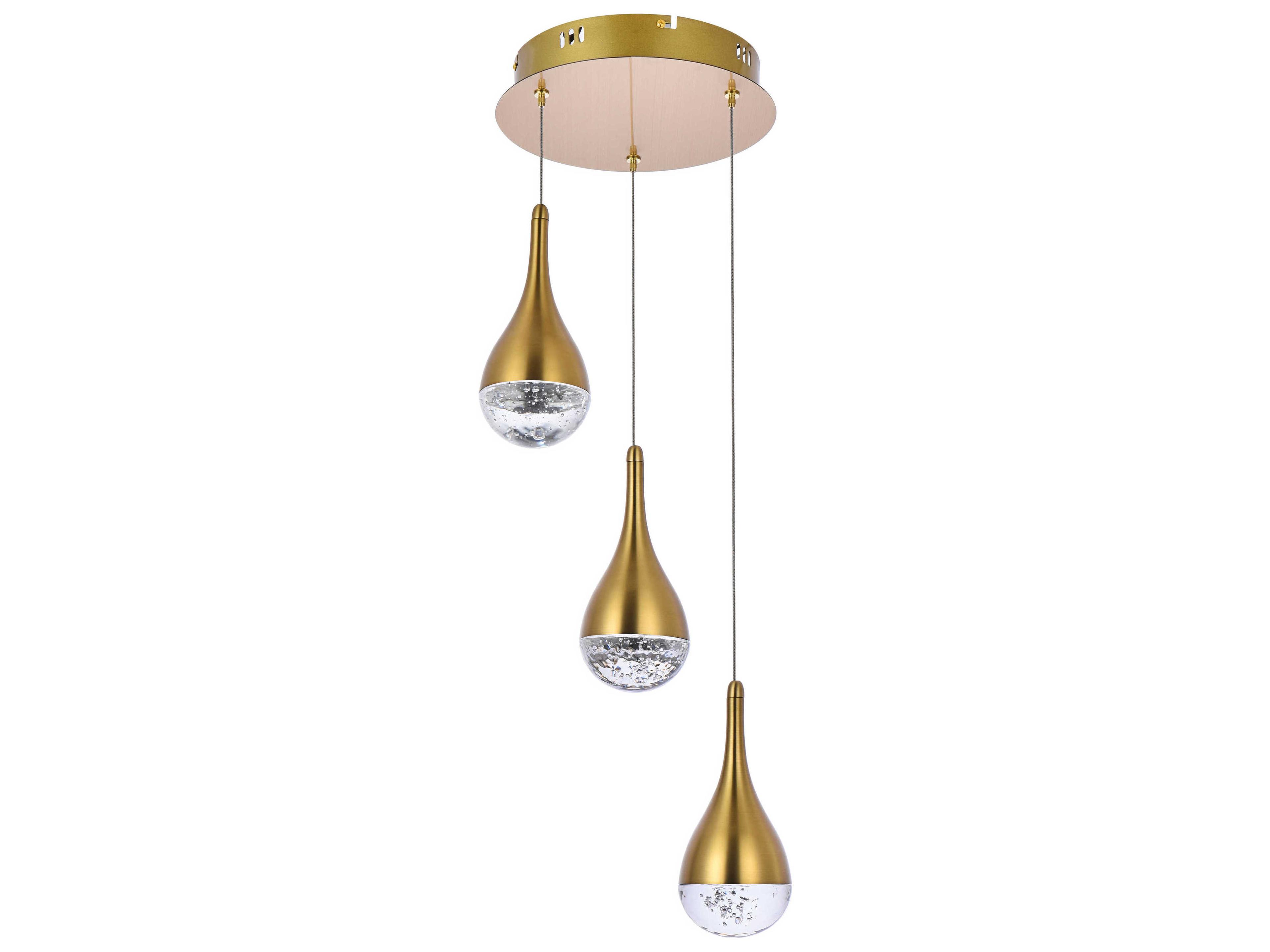 Elegant Lighting Amherst 3-Light Satin Gold Mini Pendant