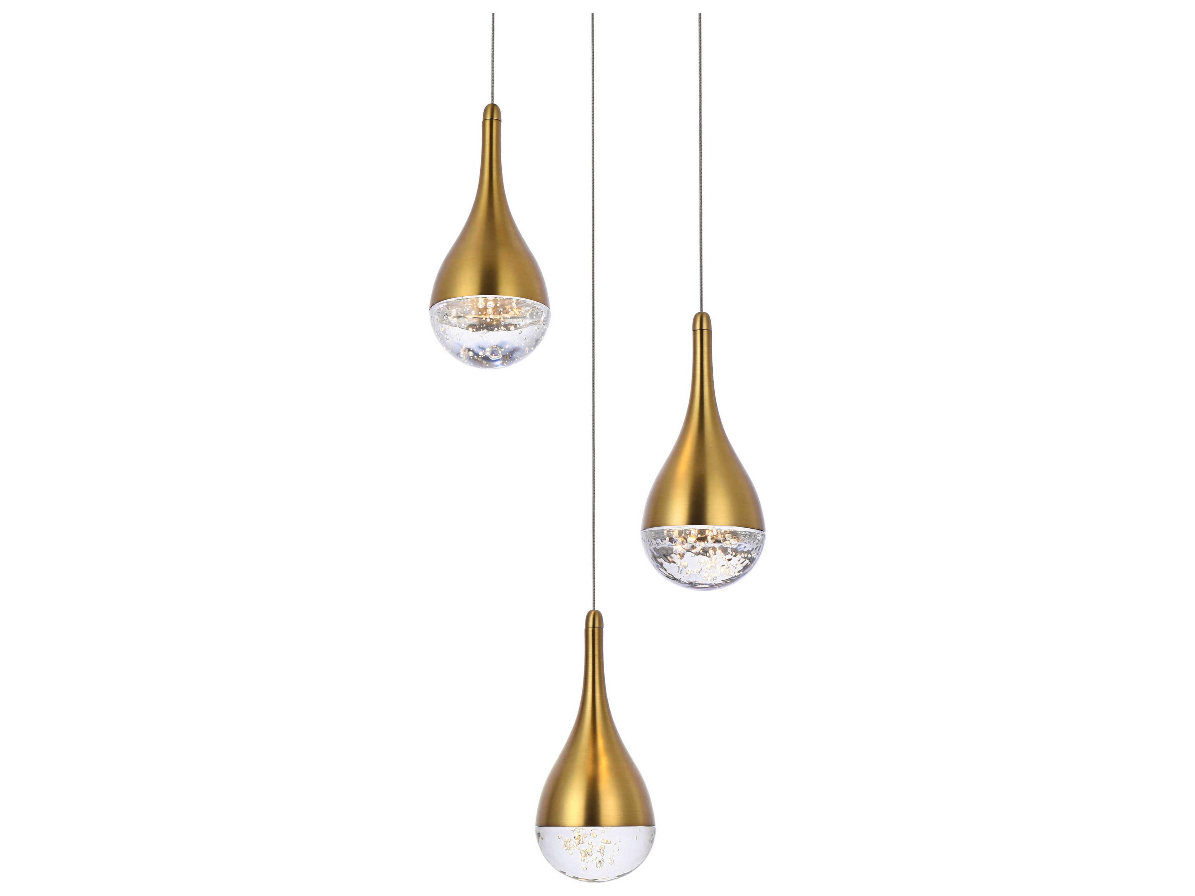 Elegant Lighting Amherst 3-Light Satin Gold Mini Pendant