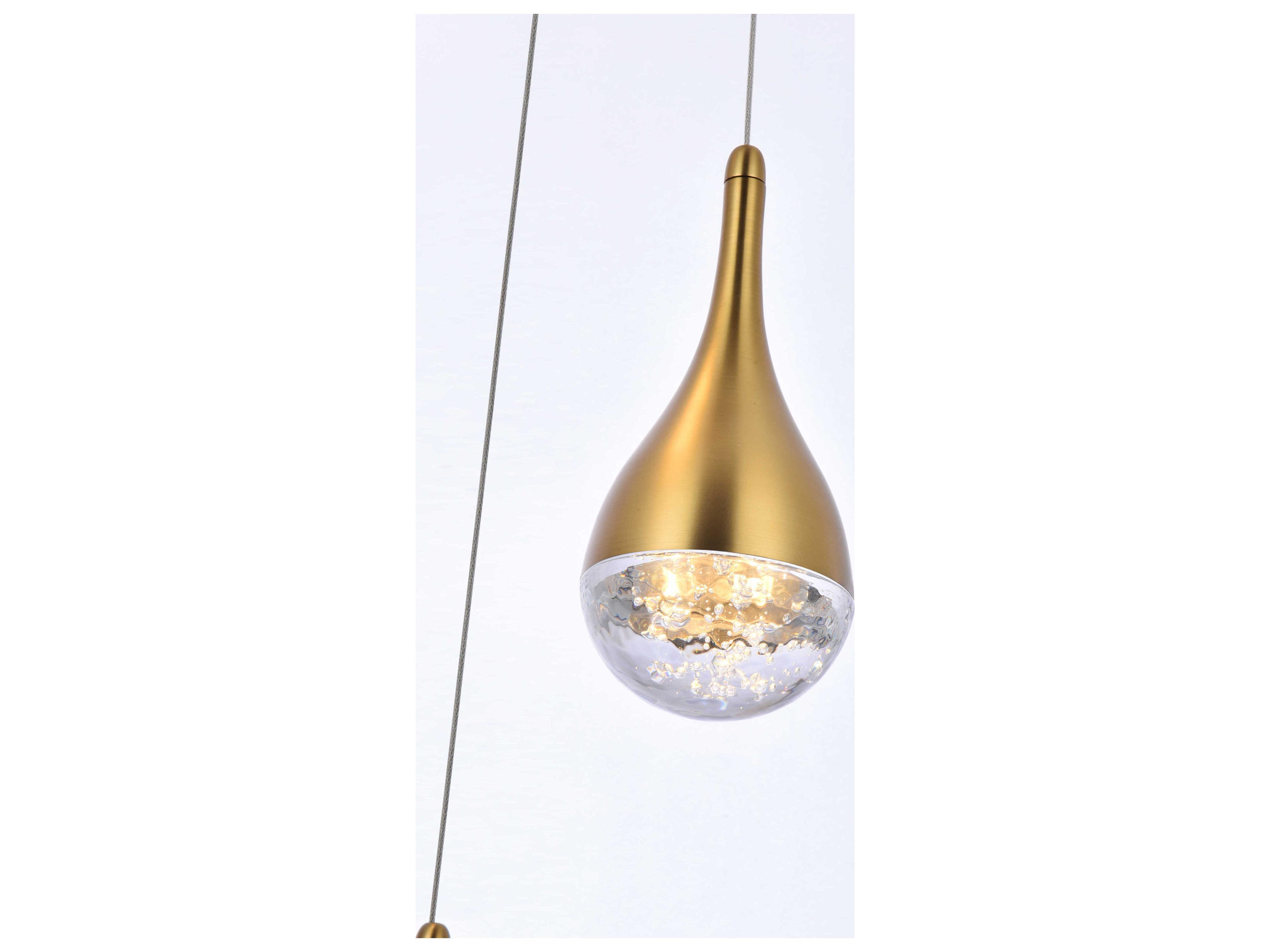 Elegant Lighting Amherst 3-Light Satin Gold Mini Pendant