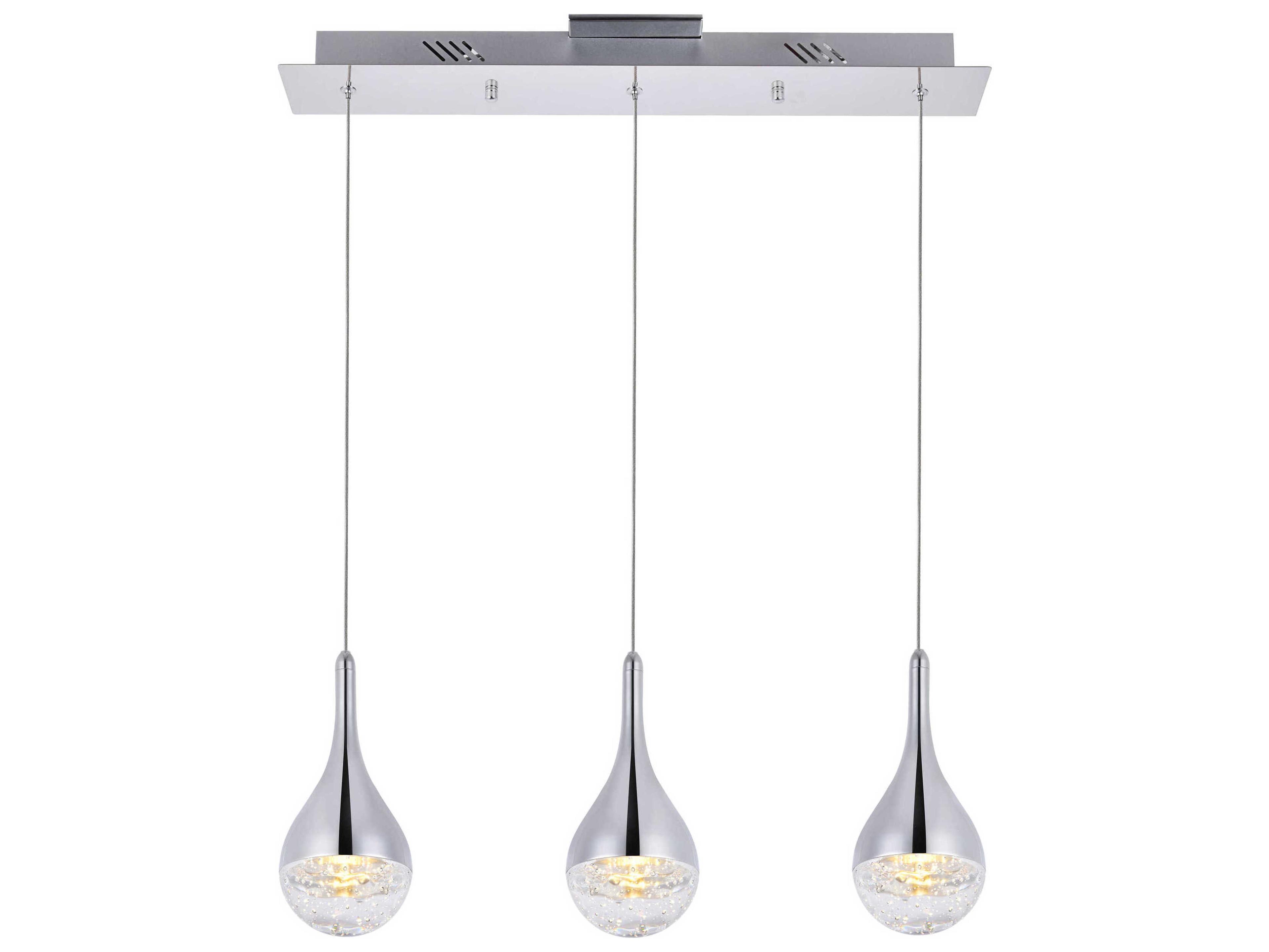 Amherst 3-Light Chrome Clear Crystal LED Geometric Island Pendant