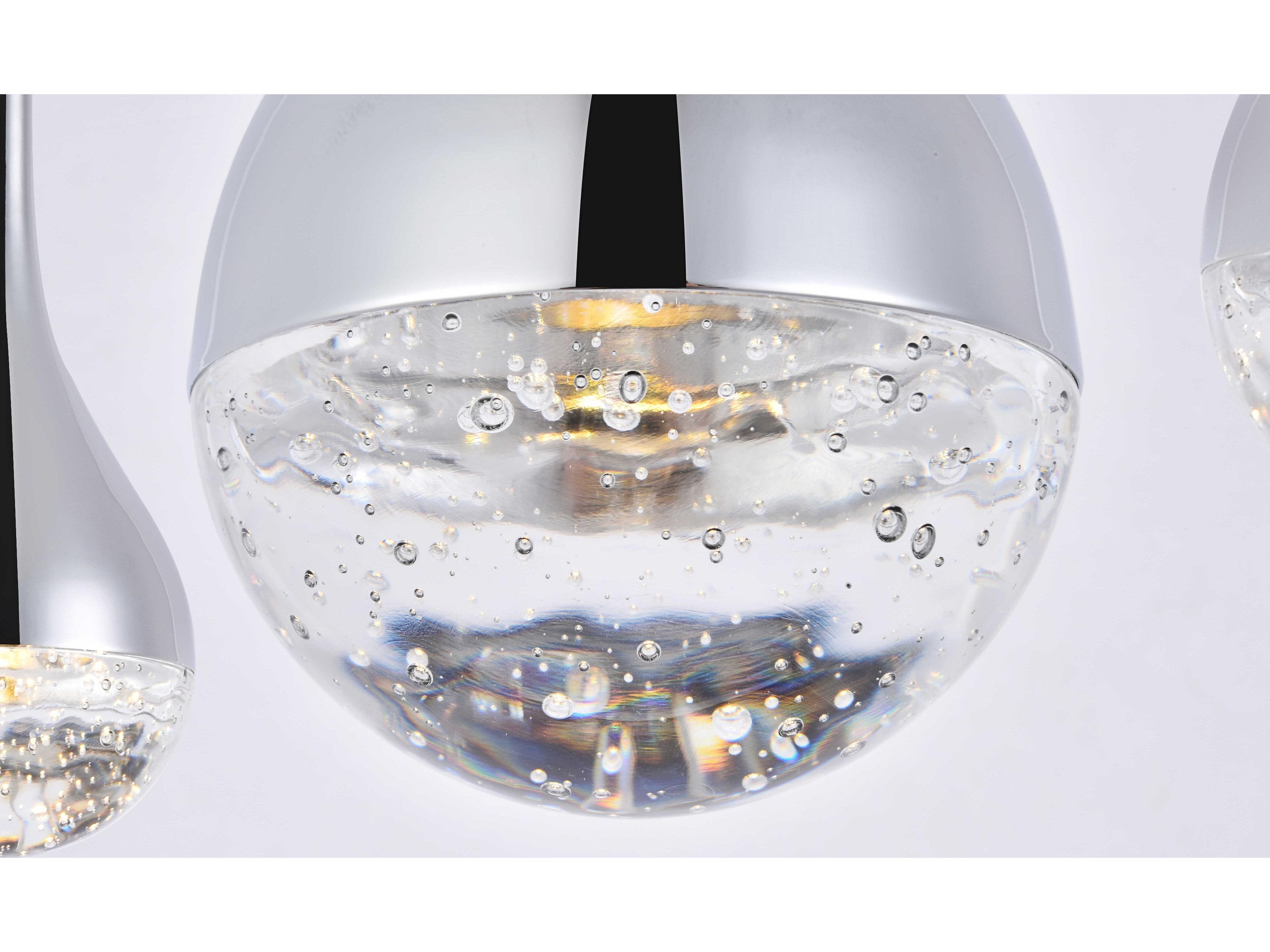 Elegant Lighting Amherst 3-Light Chrome Clear Crystal LED Geometric Island Pendant