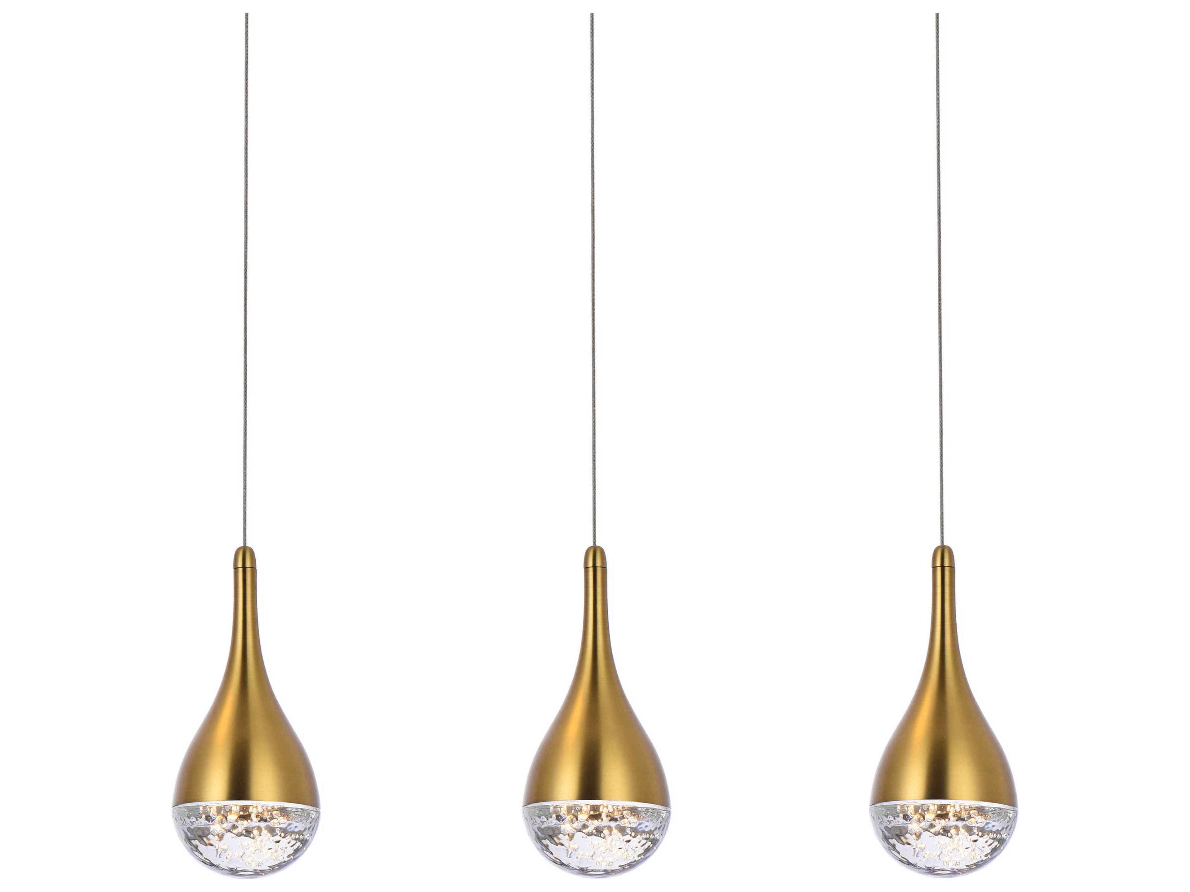 Elegant Lighting Amherst 3-Light Satin Gold Island Pendant