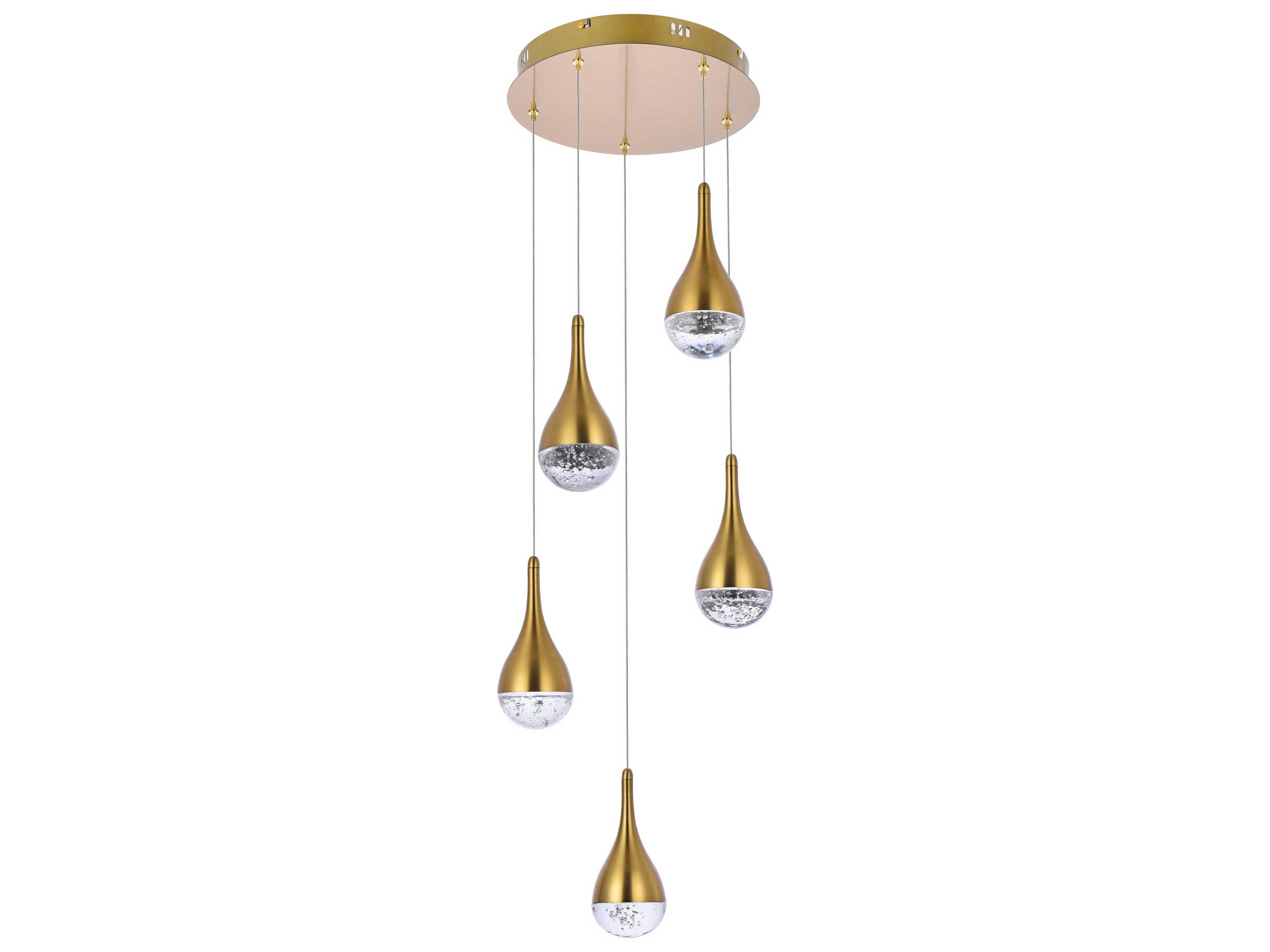Elegant Lighting Amherst 5-Light Satin Gold Pendant