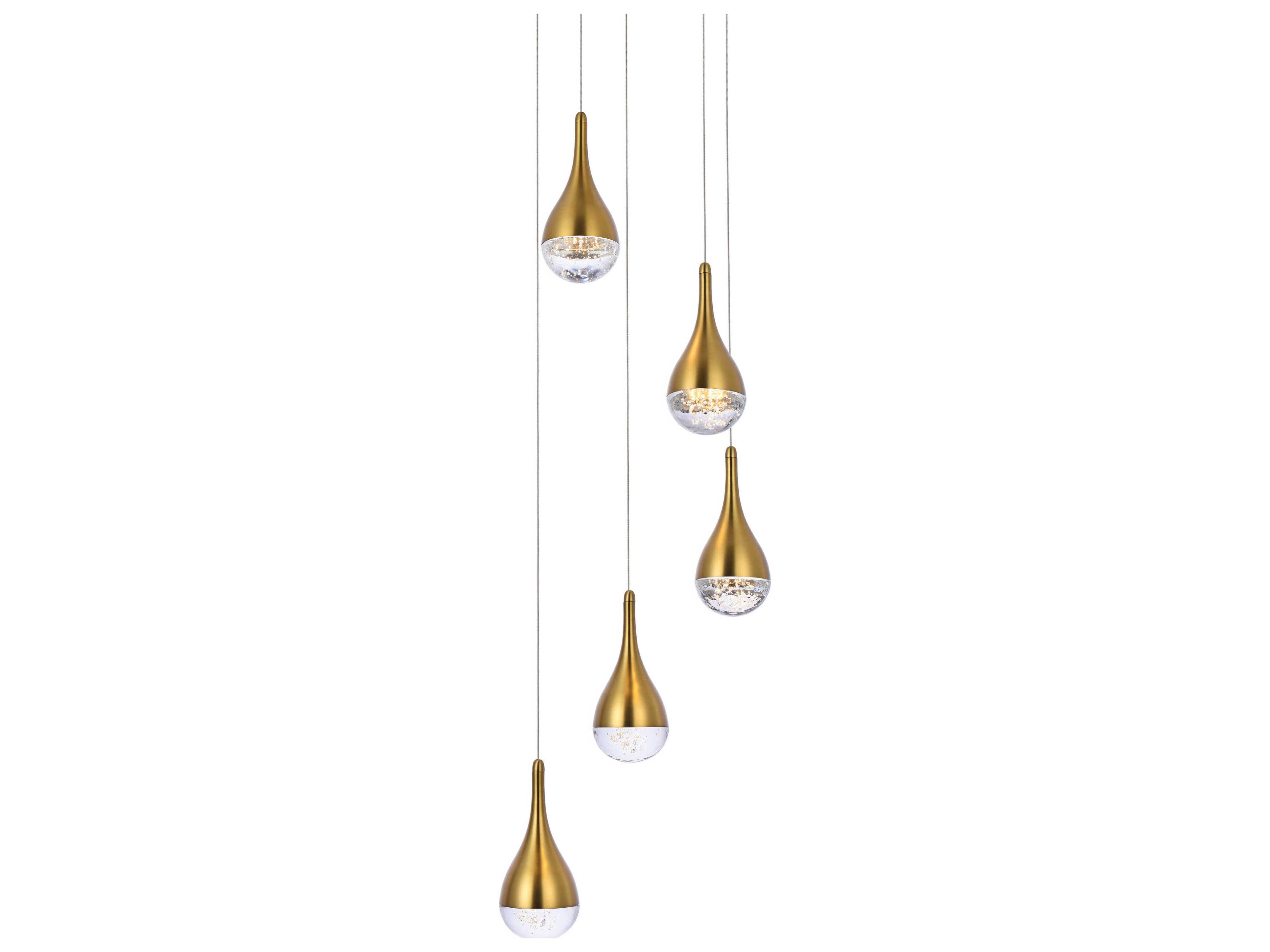 Elegant Lighting Amherst 5-Light Satin Gold Pendant