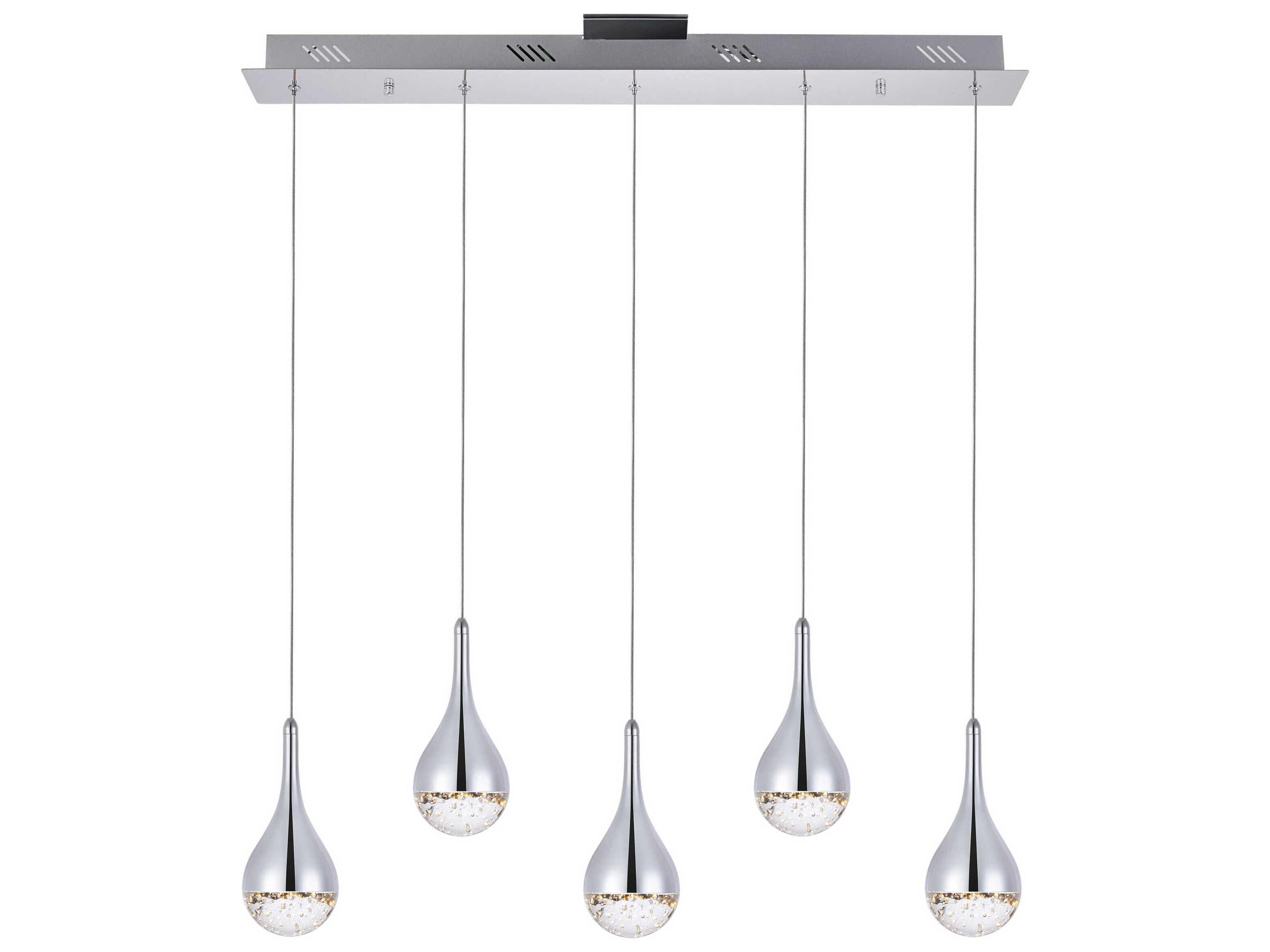 Amherst 5-Light Chrome Clear Crystal LED Geometric Island Pendant