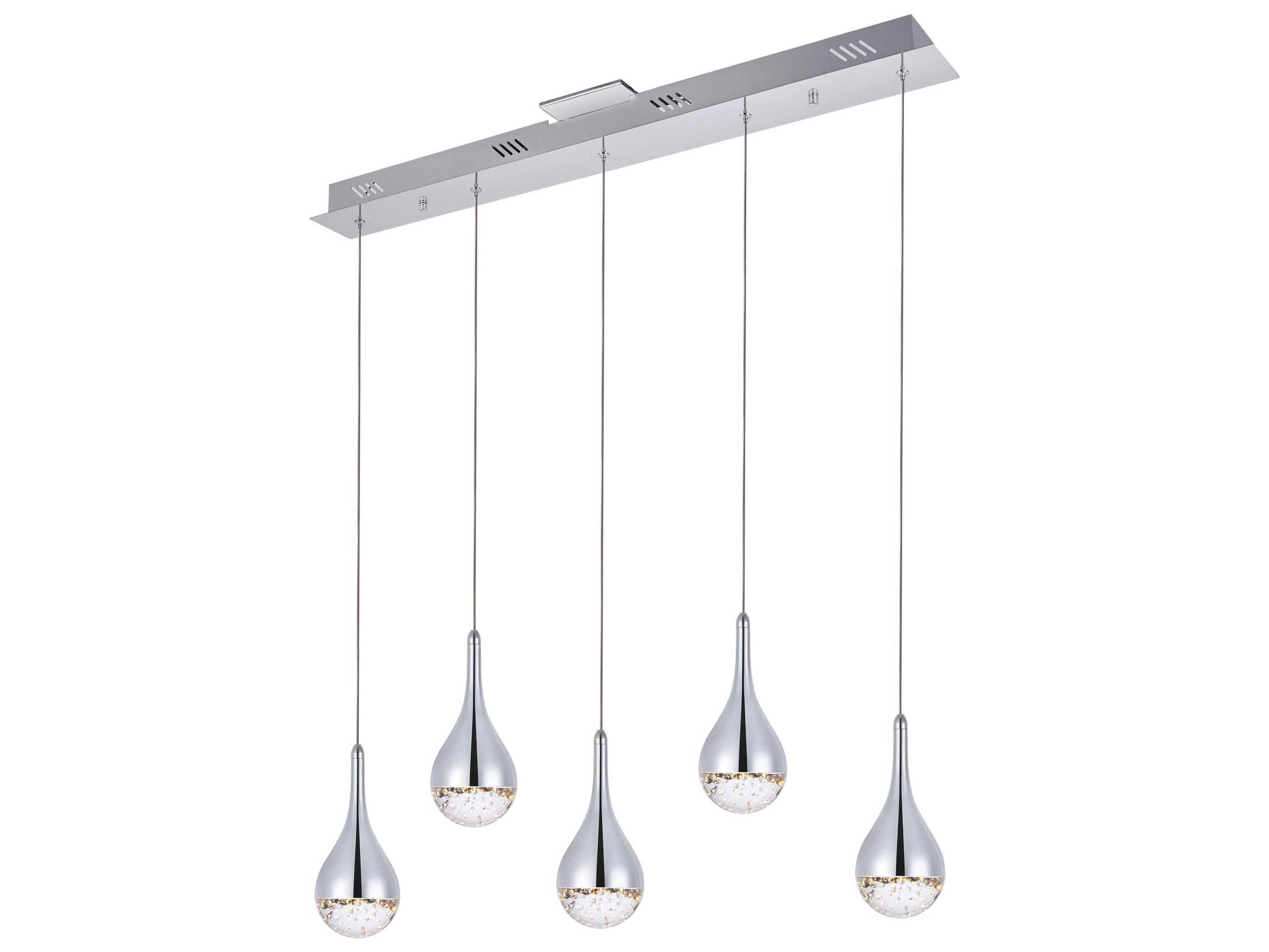 Elegant Lighting Amherst 5-Light Chrome Clear Crystal LED Geometric Island Pendant
