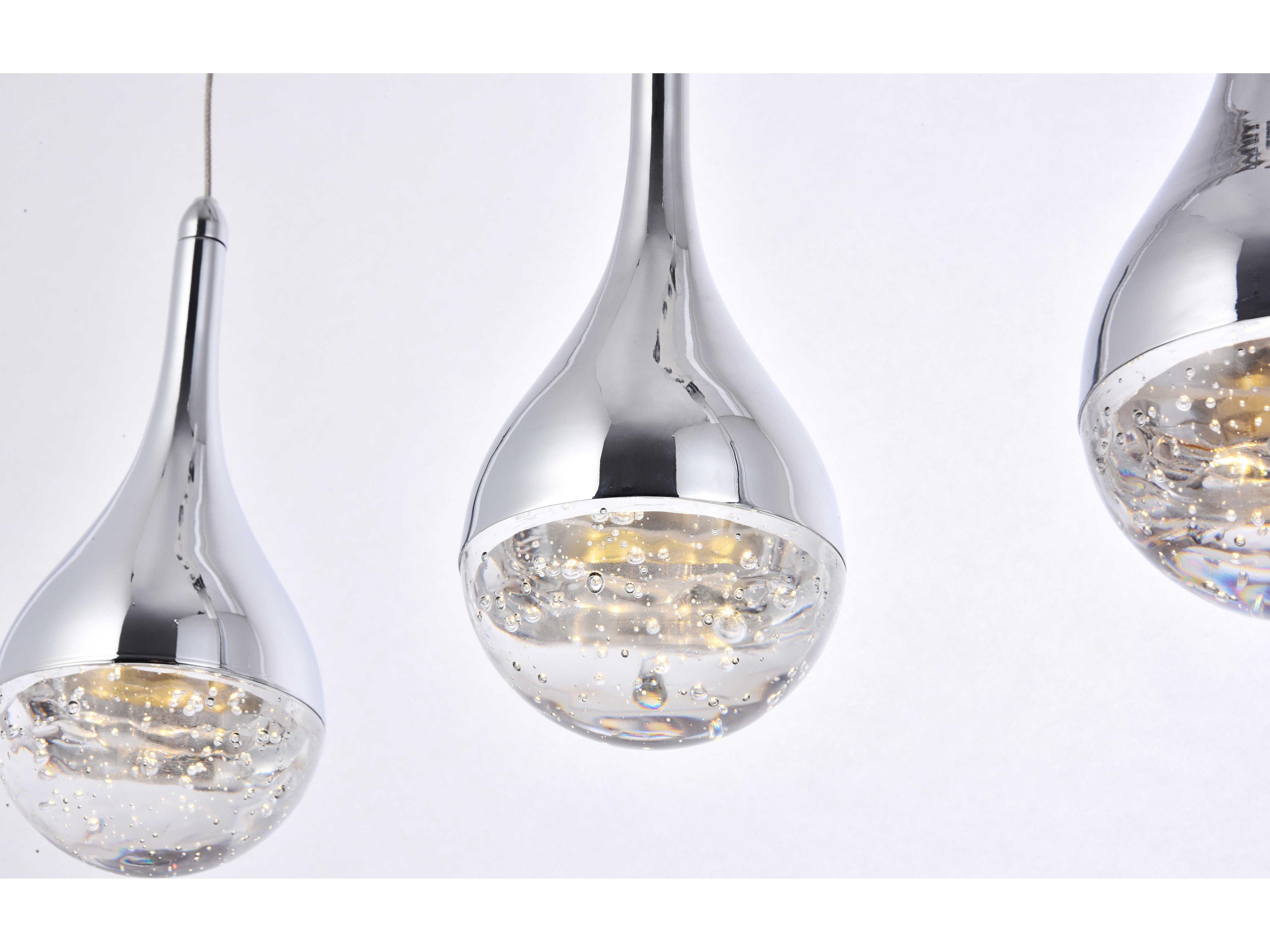 Elegant Lighting Amherst 5-Light Chrome Clear Crystal LED Geometric Island Pendant