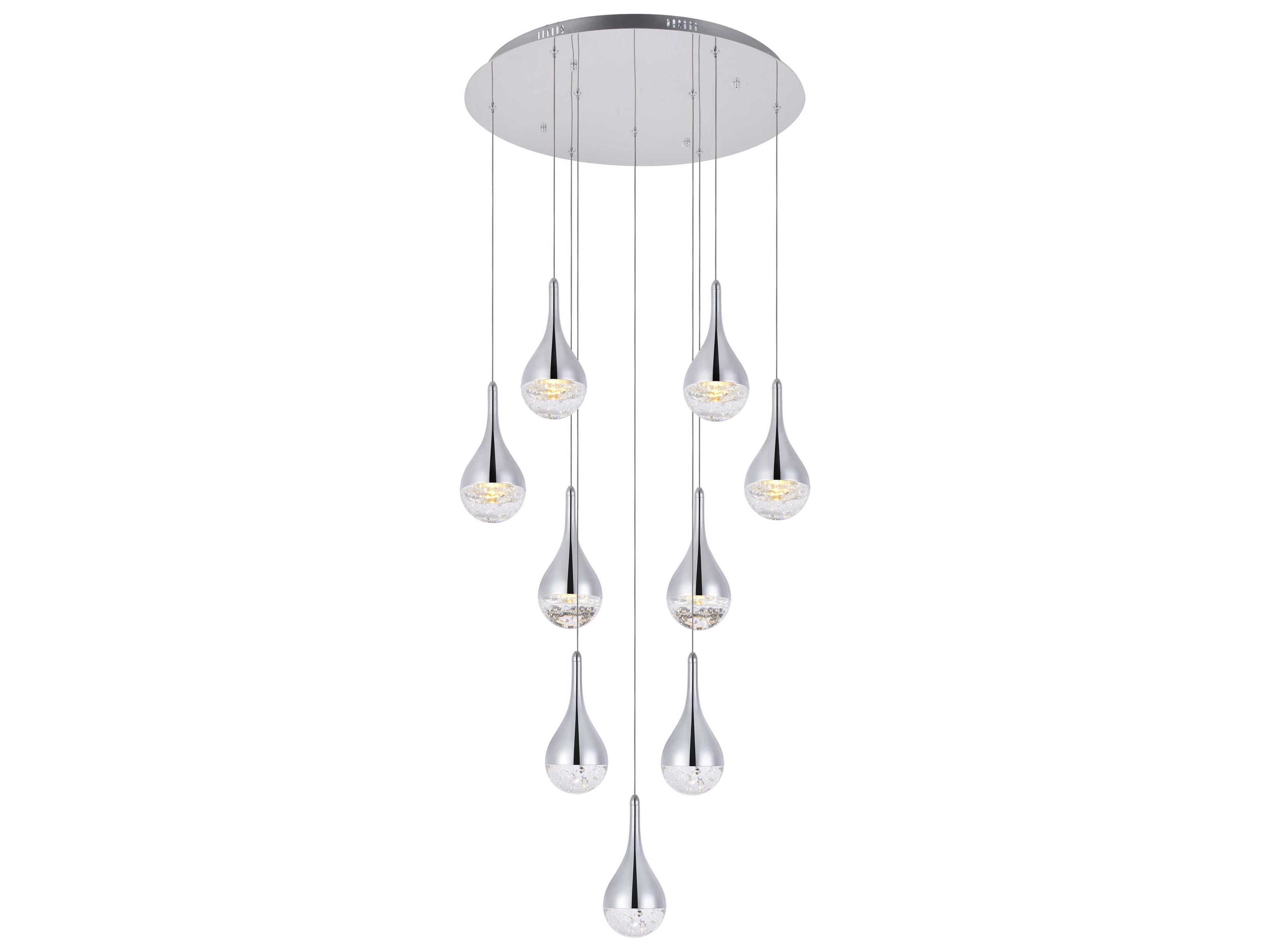 Elegant Lighting Amherst 9-Light Chrome Clear Crystal LED Geometric Pendant