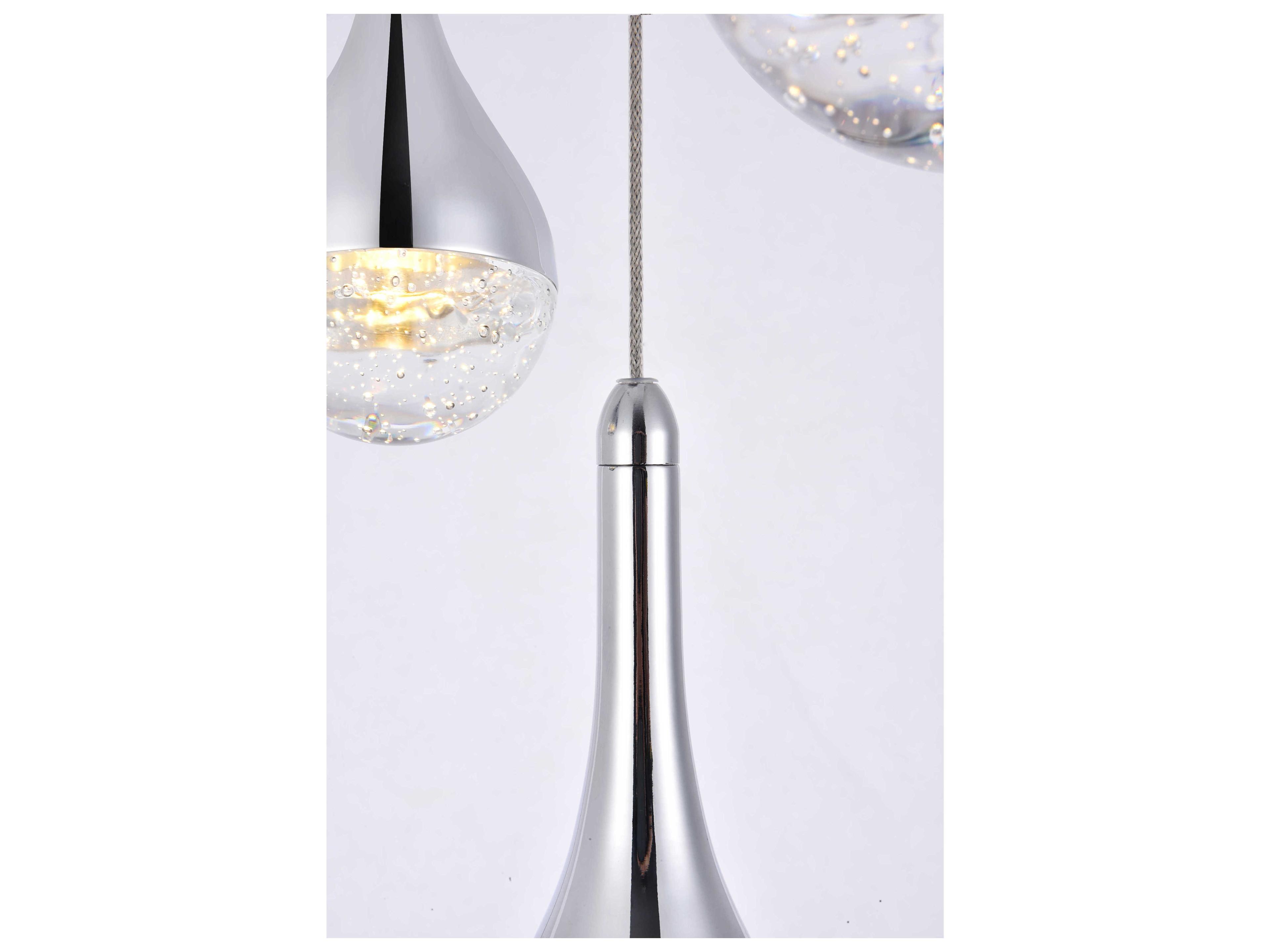 Elegant Lighting Amherst 9-Light Chrome Clear Crystal LED Geometric Pendant