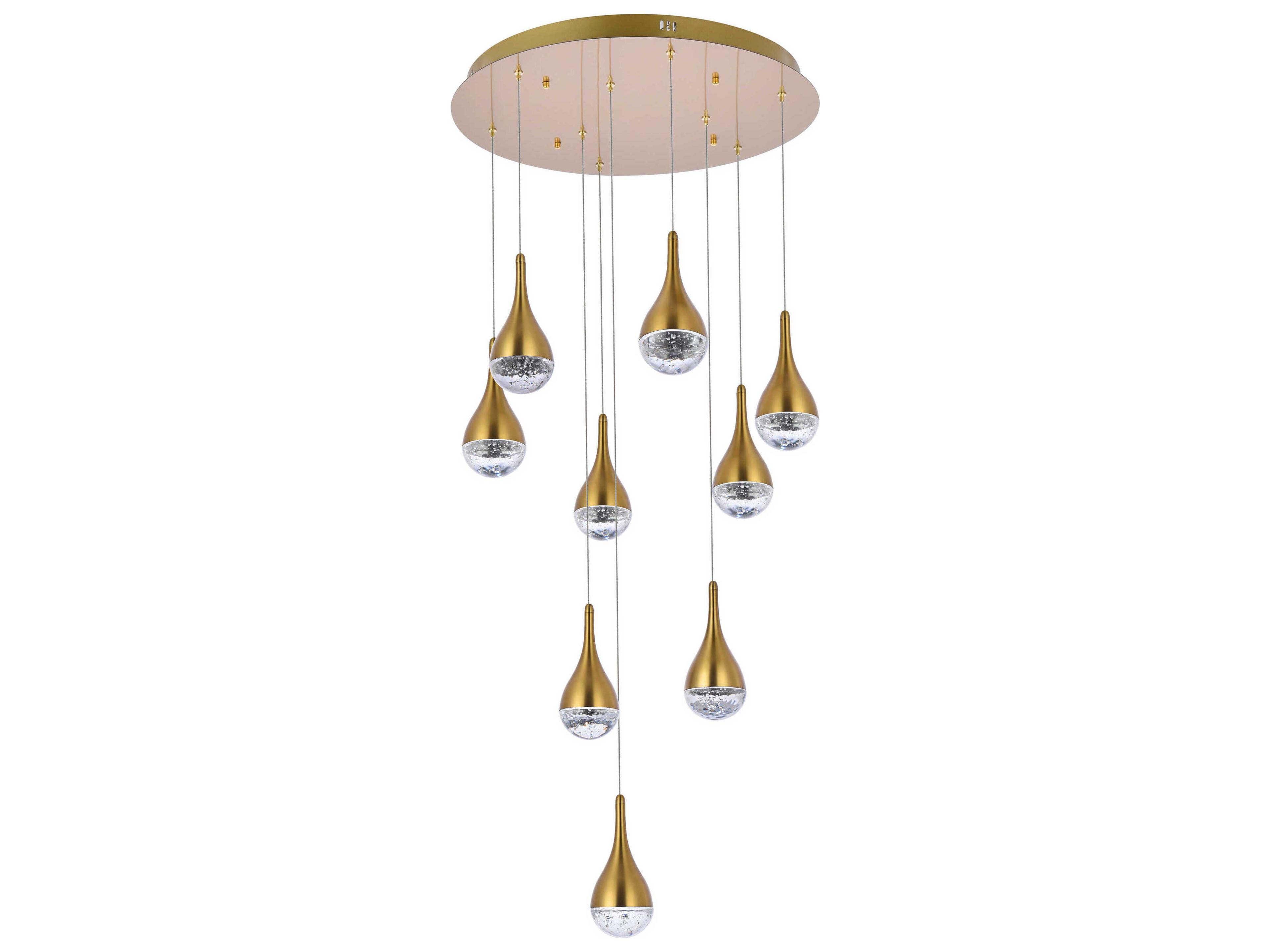 Elegant Lighting Amherst 9-Light Satin Gold Pendant