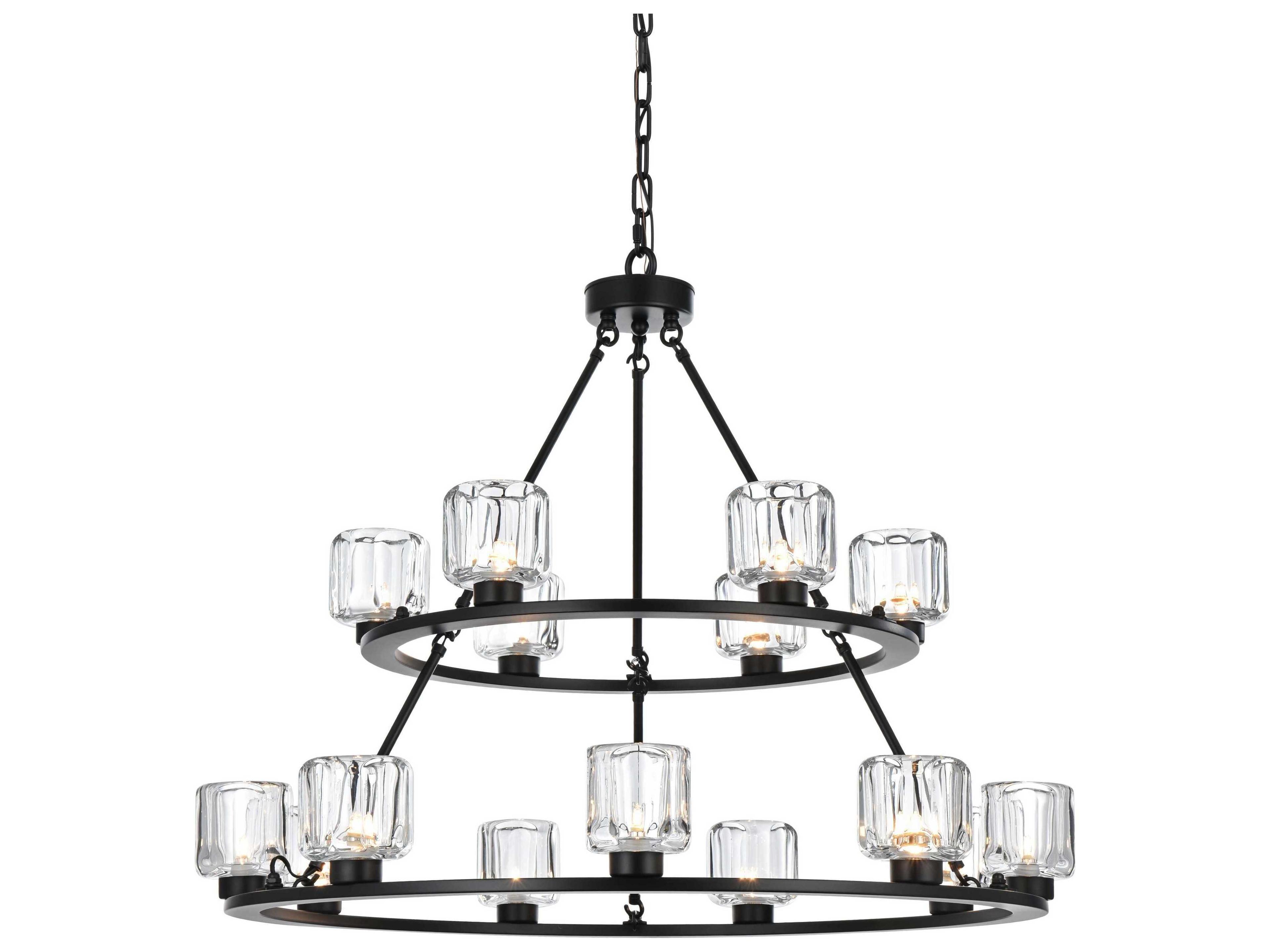 Elegant Lighting Cadence 15-Light Black Tiered Chandelier