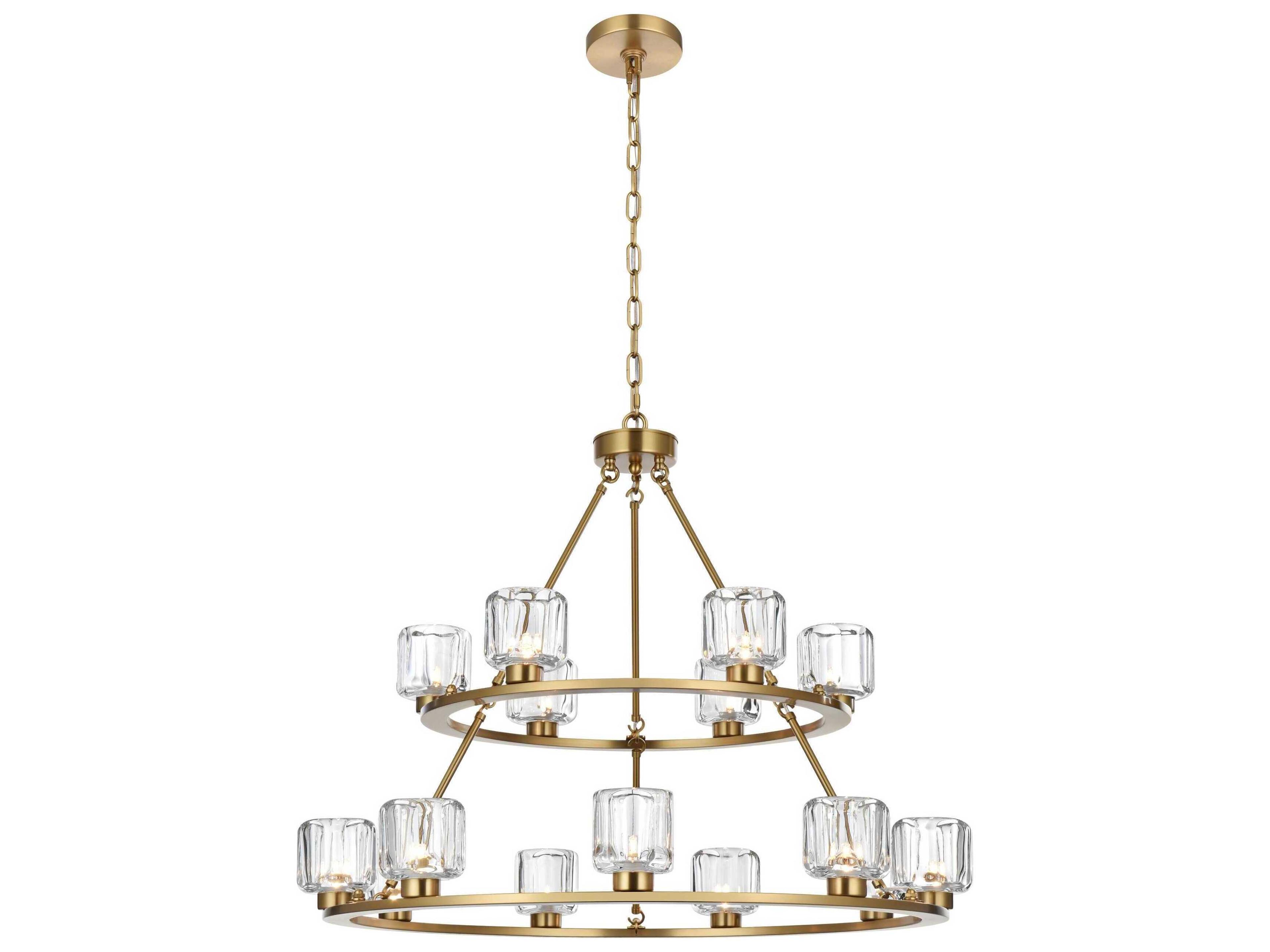 Cadence 15-Light Satin Gold Tiered Chandelier