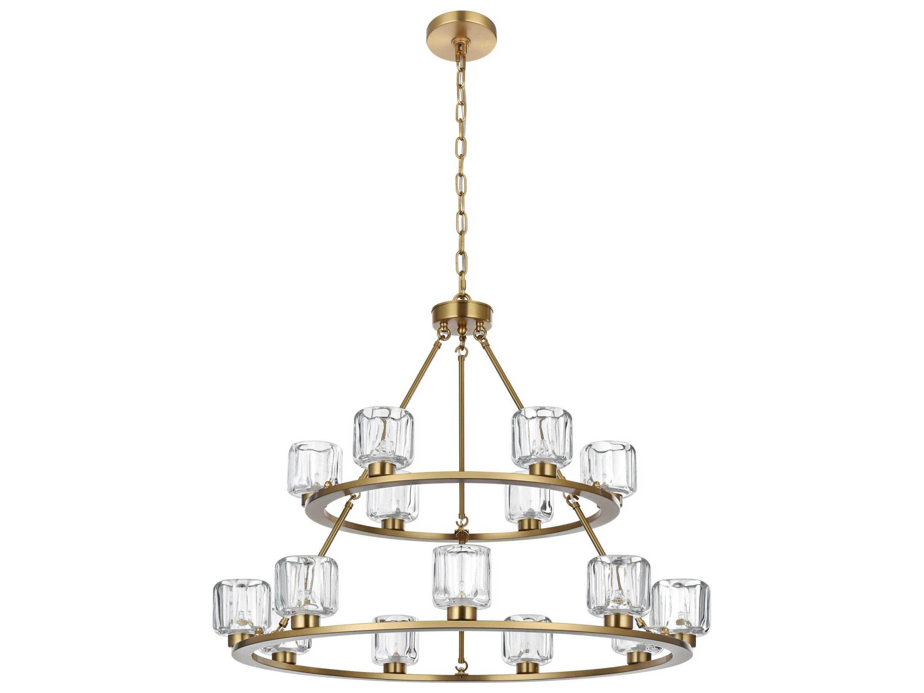 Elegant Lighting Cadence 15-Light Satin Gold Tiered Chandelier