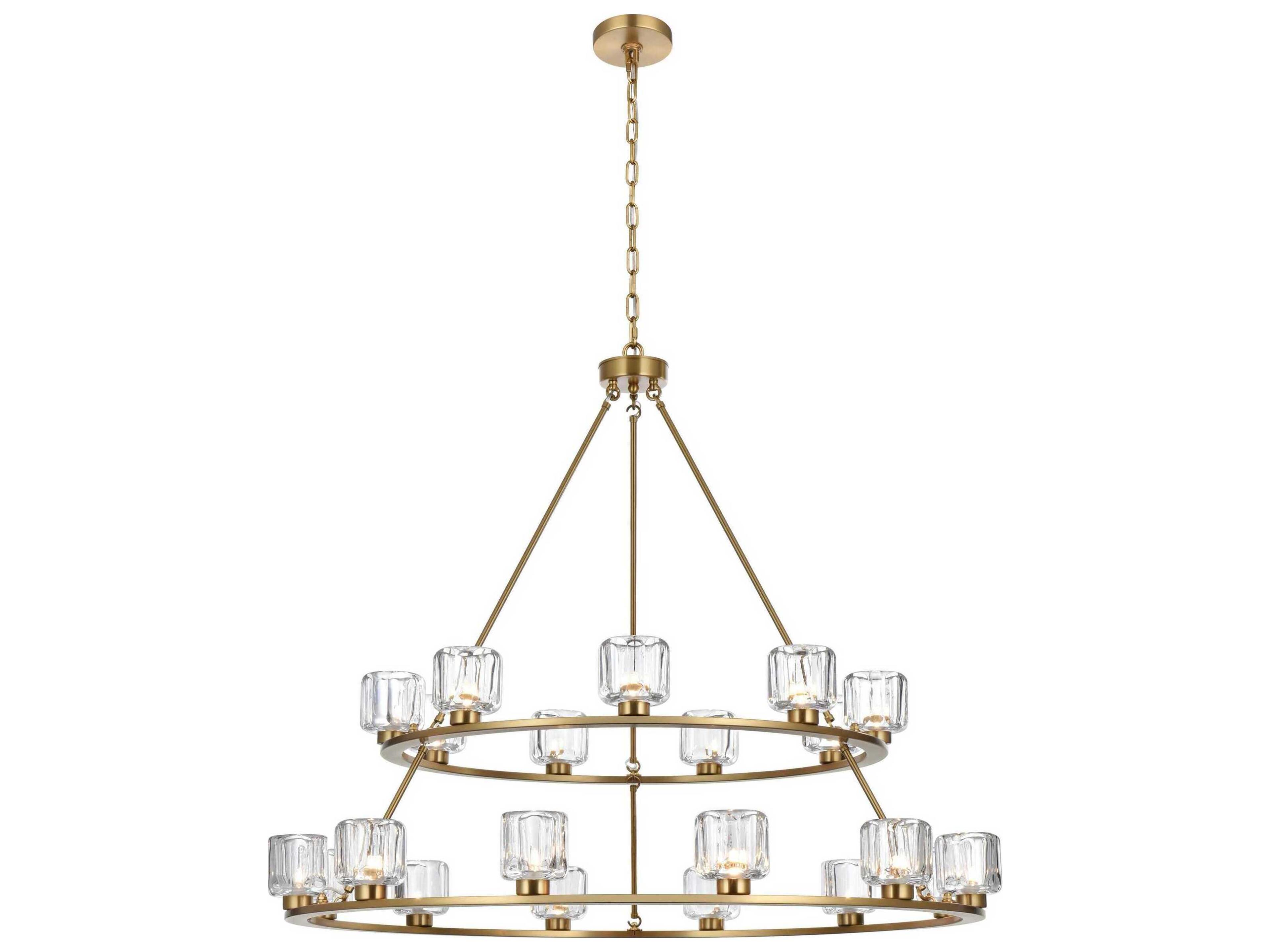 Cadence 21-Light Satin Gold Tiered Chandelier