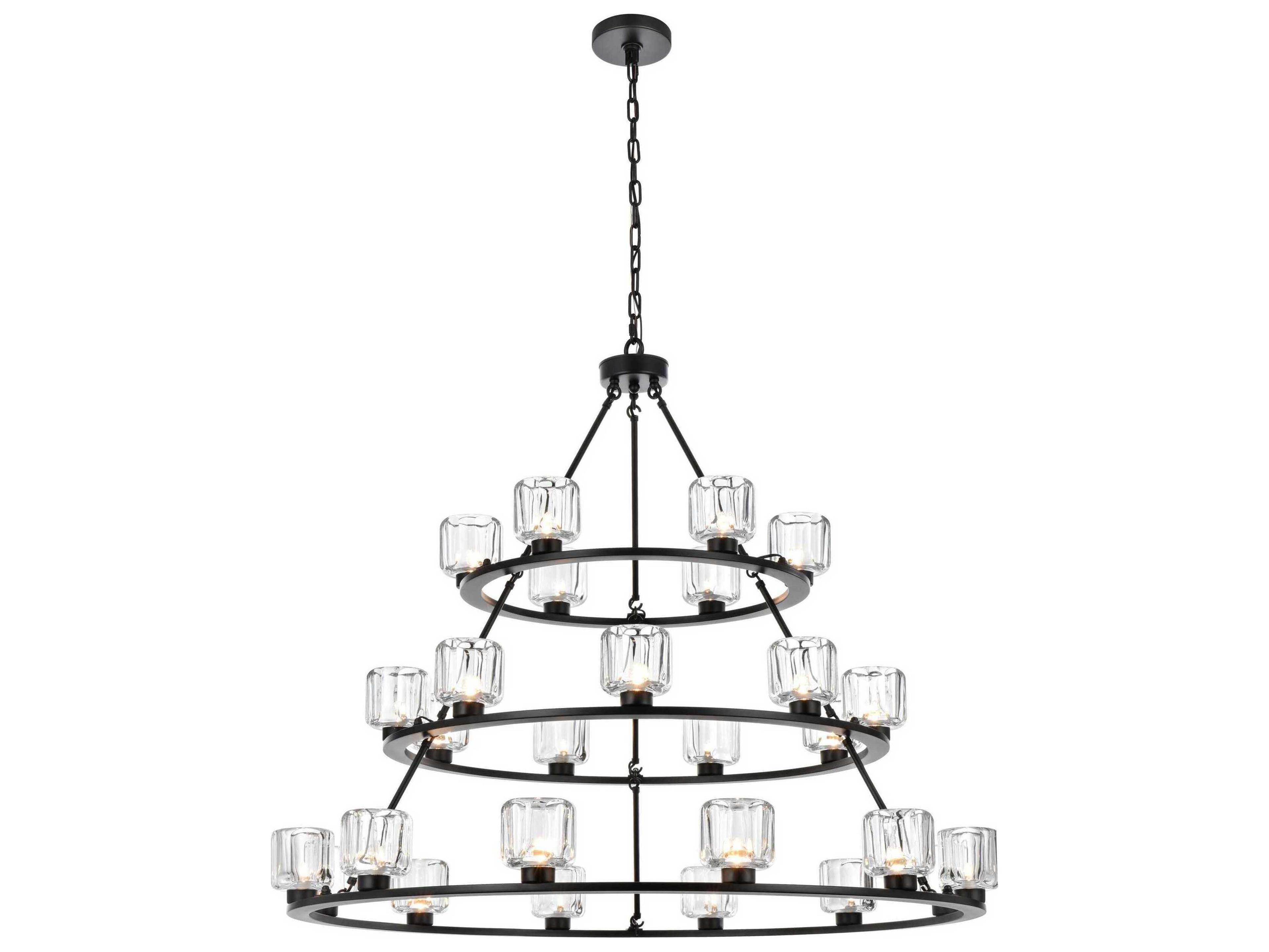 Cadence 27-Light Black Tiered Chandelier