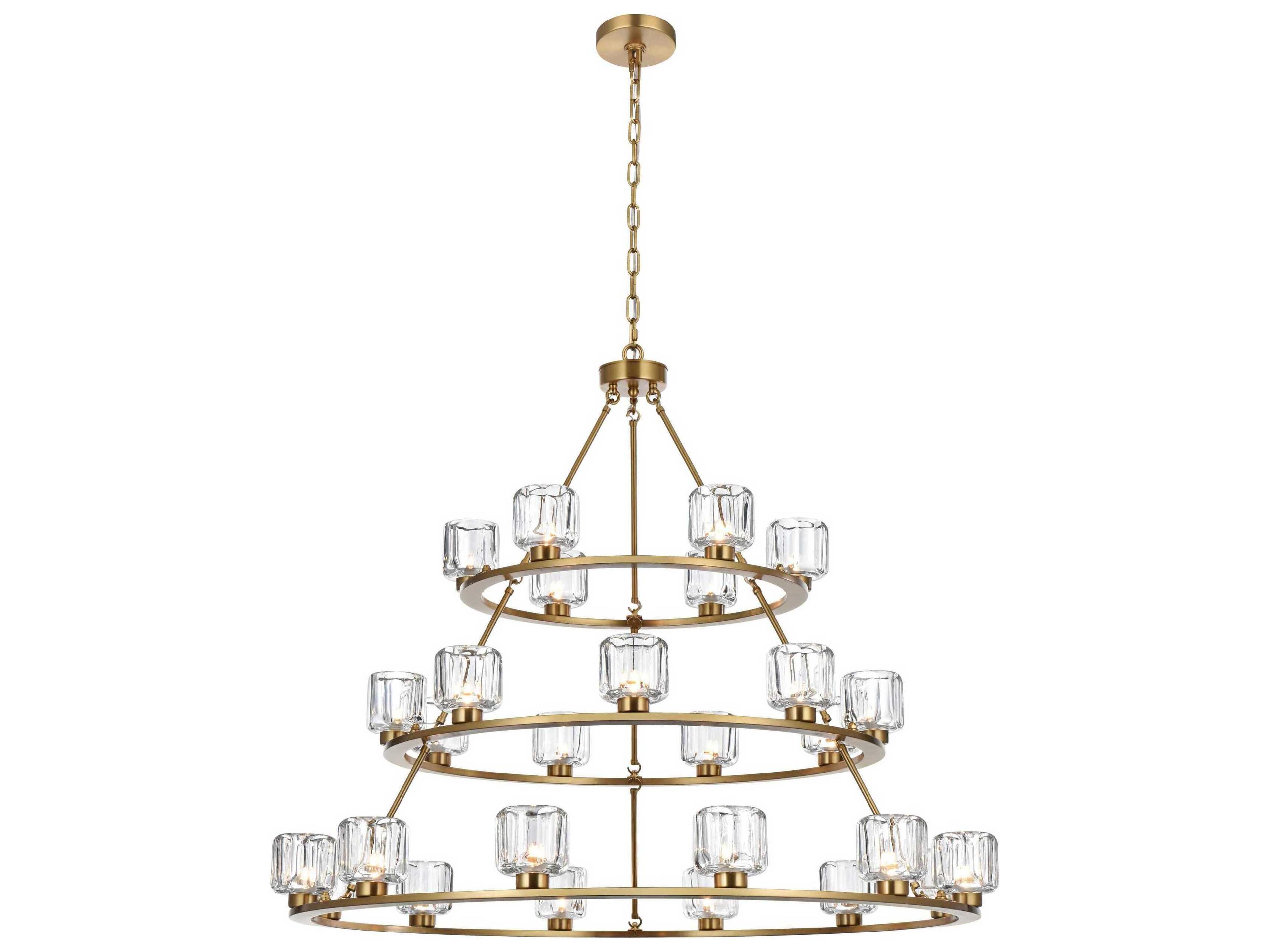 Cadence 27-Light Satin Gold Tiered Chandelier
