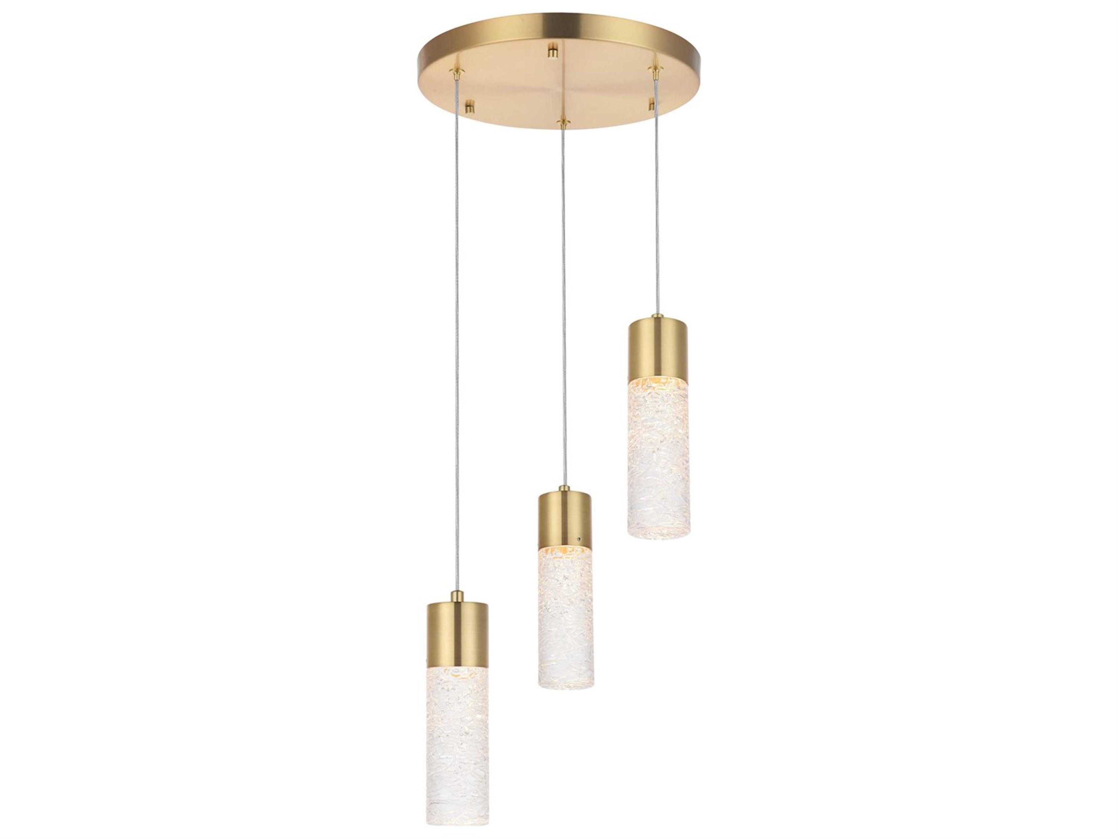 Elegant Lighting Constellation 3-Light Chrome Clear Glass LED Cylinder Mini Pendant