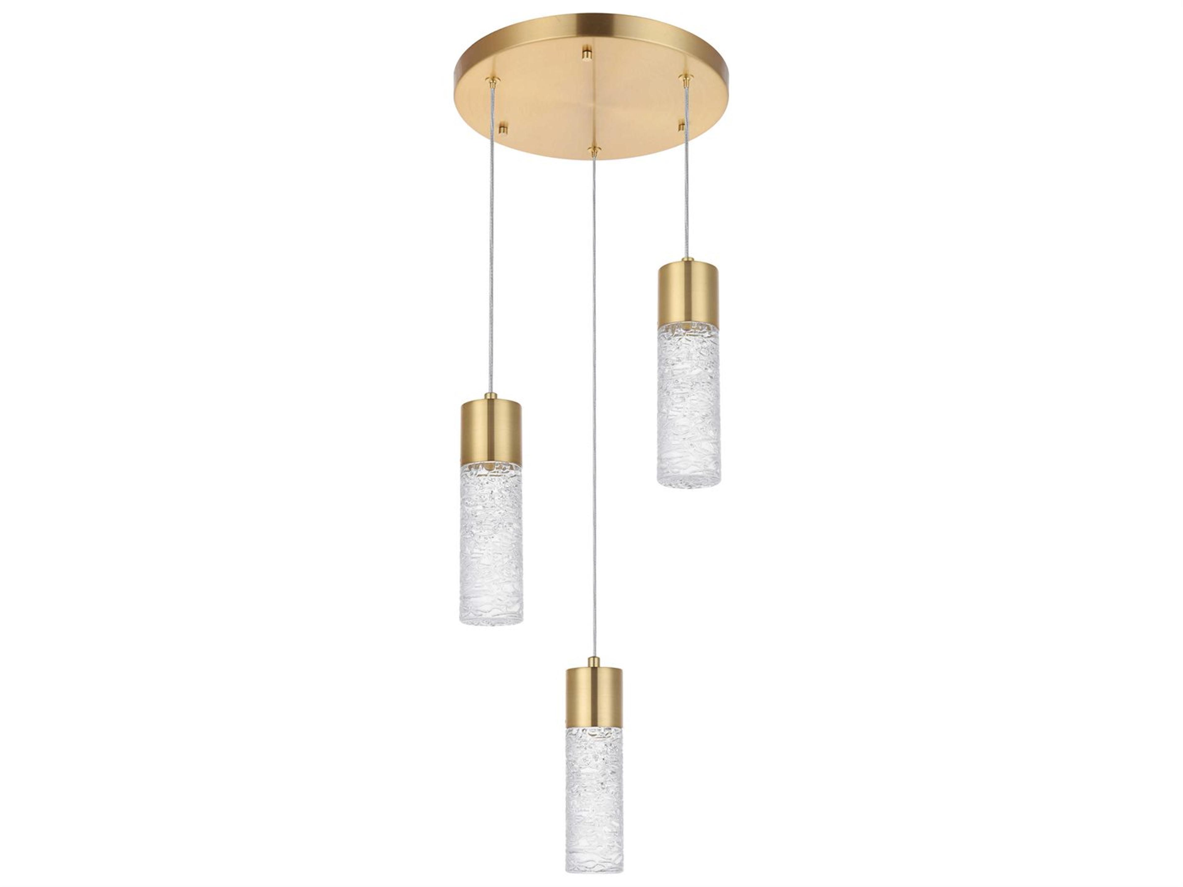 Elegant Lighting Constellation 3-Light Chrome Clear Glass LED Cylinder Mini Pendant