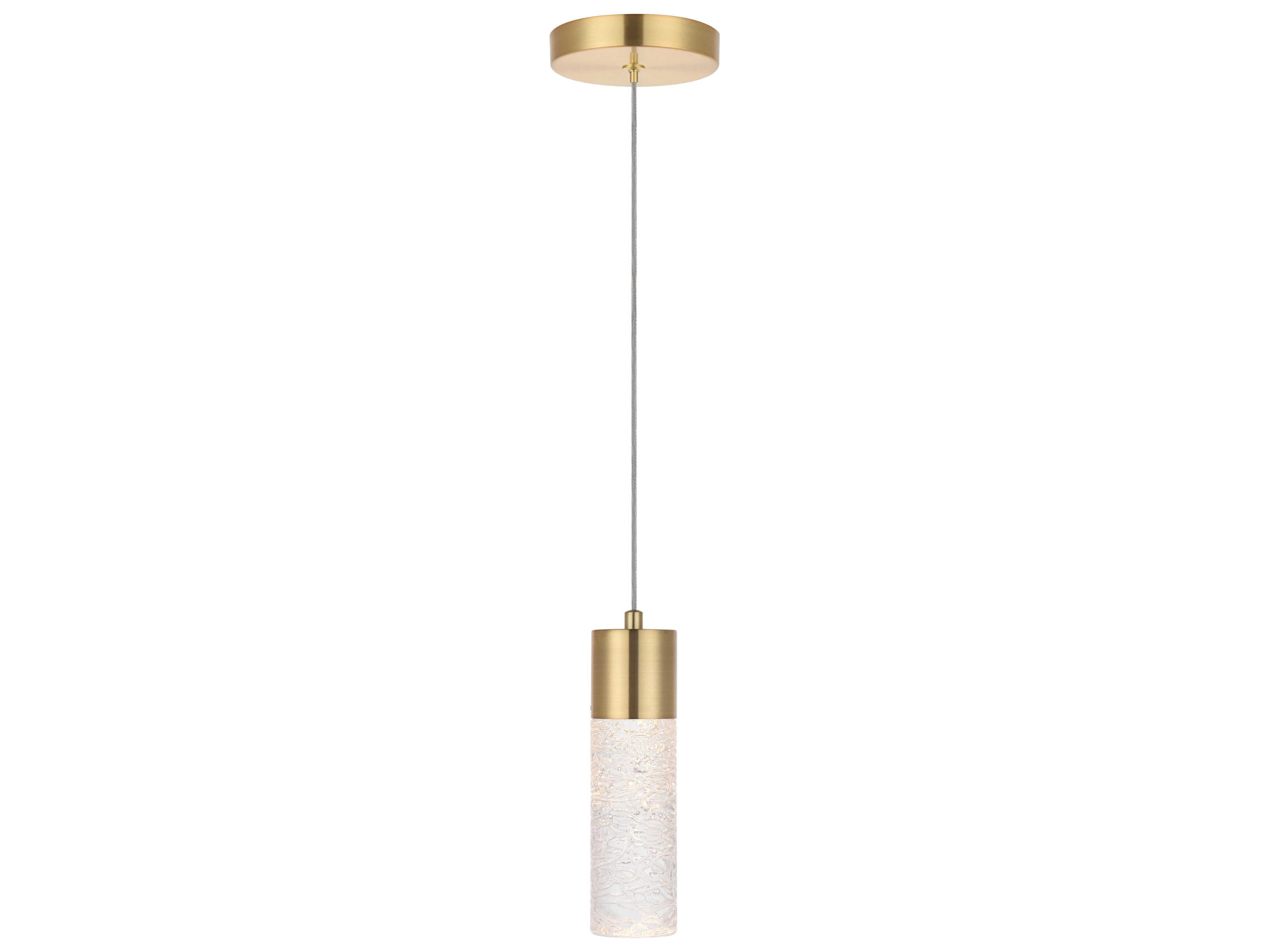 Elegant Lighting Constellation 1-Light Chrome Clear Glass LED Cylinder Mini Pendant