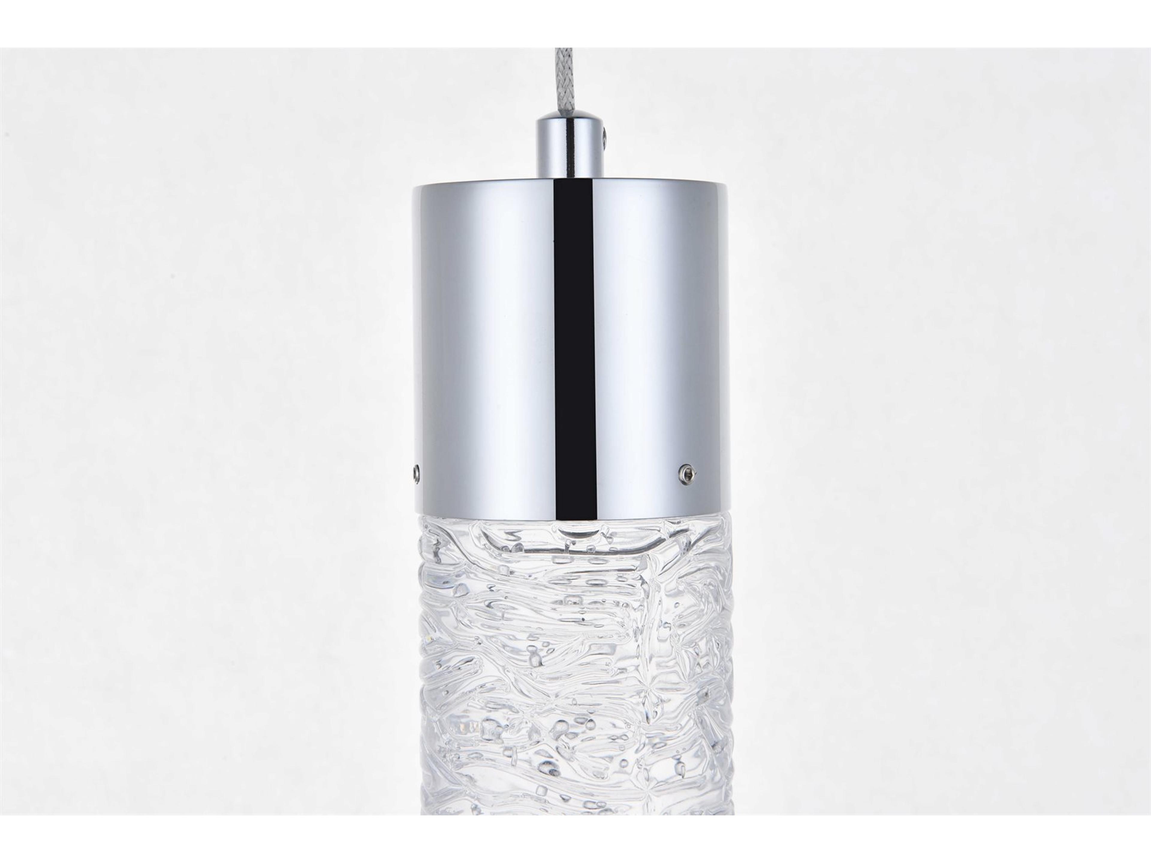Elegant Lighting Constellation 1-Light Chrome Clear Glass LED Cylinder Mini Pendant