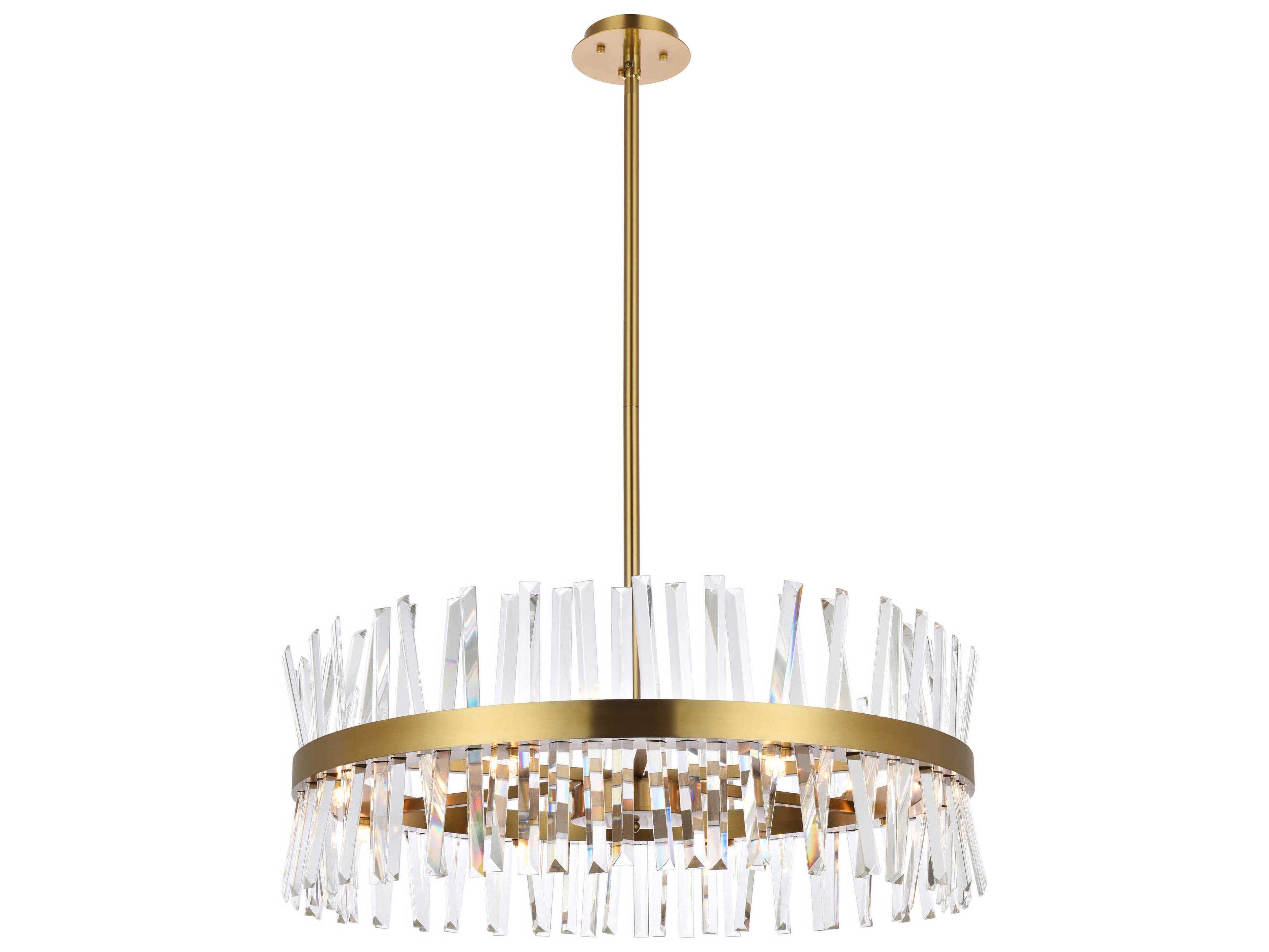 Serephina 16-Light6-Light Satin Gold Crystal Linear Pendant