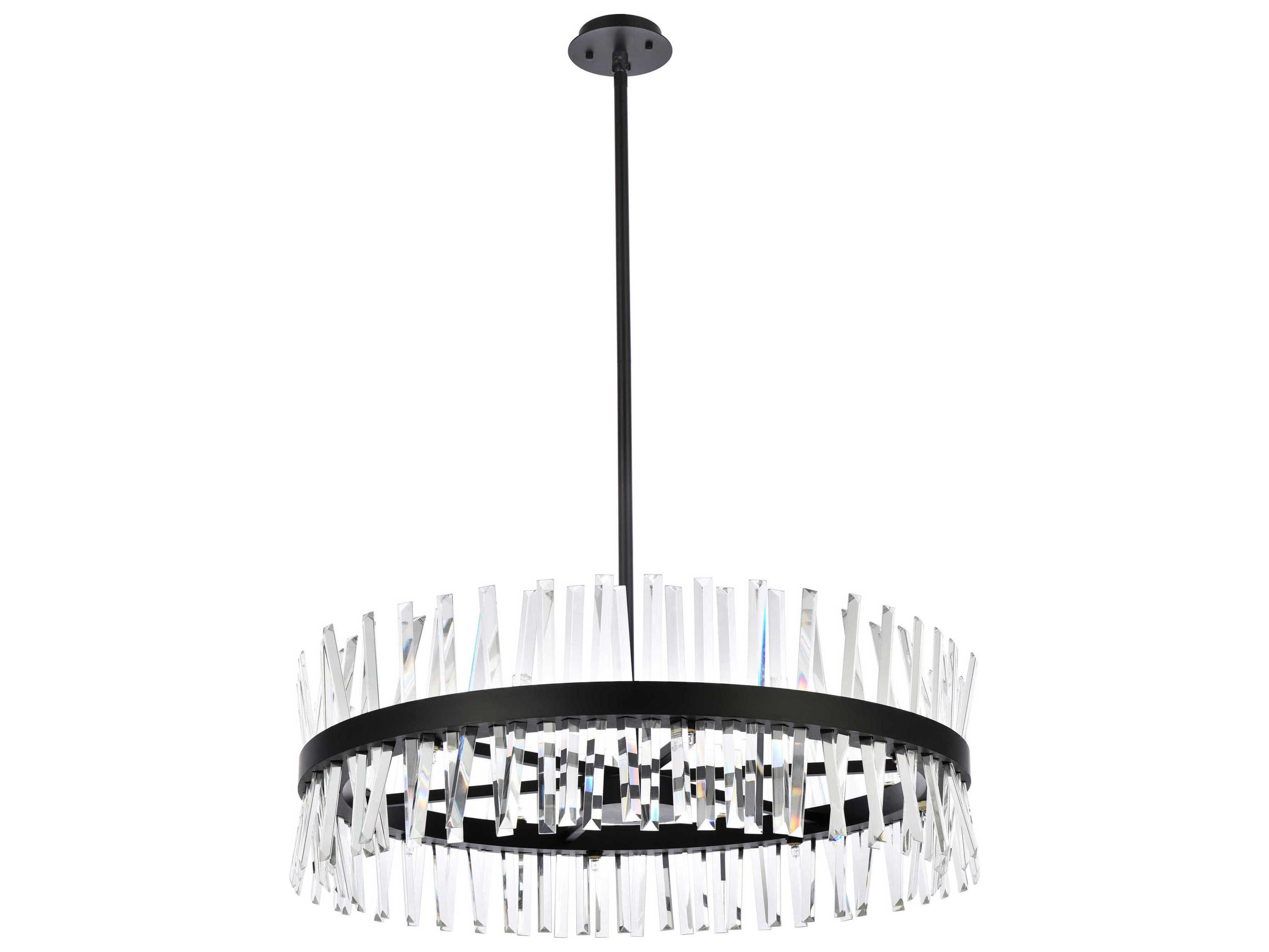 Elegant Lighting Serephina 16-Light6-Light Black Crystal Linear Pendant