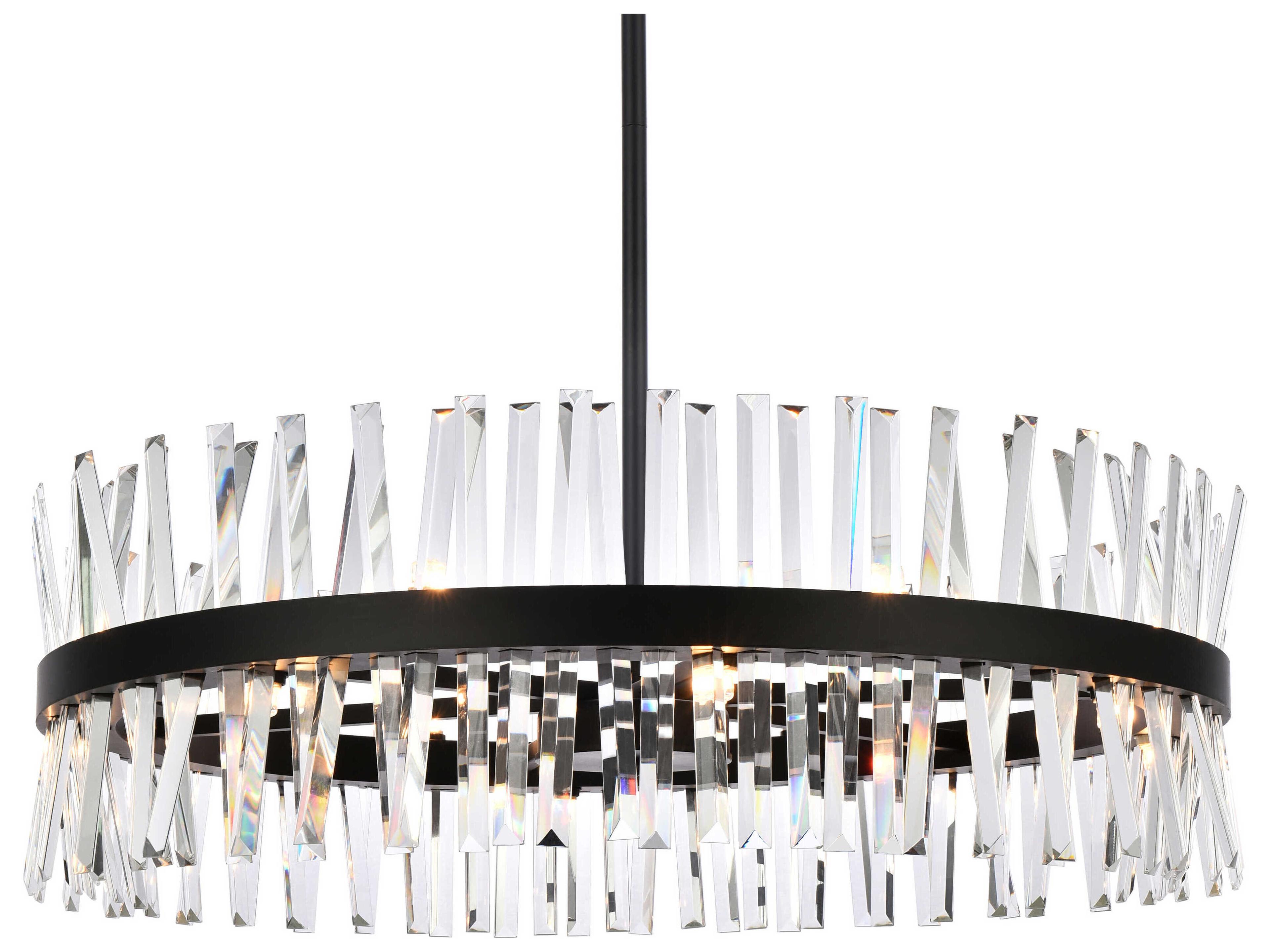 Elegant Lighting Serephina 16-Light6-Light Black Crystal Linear Pendant