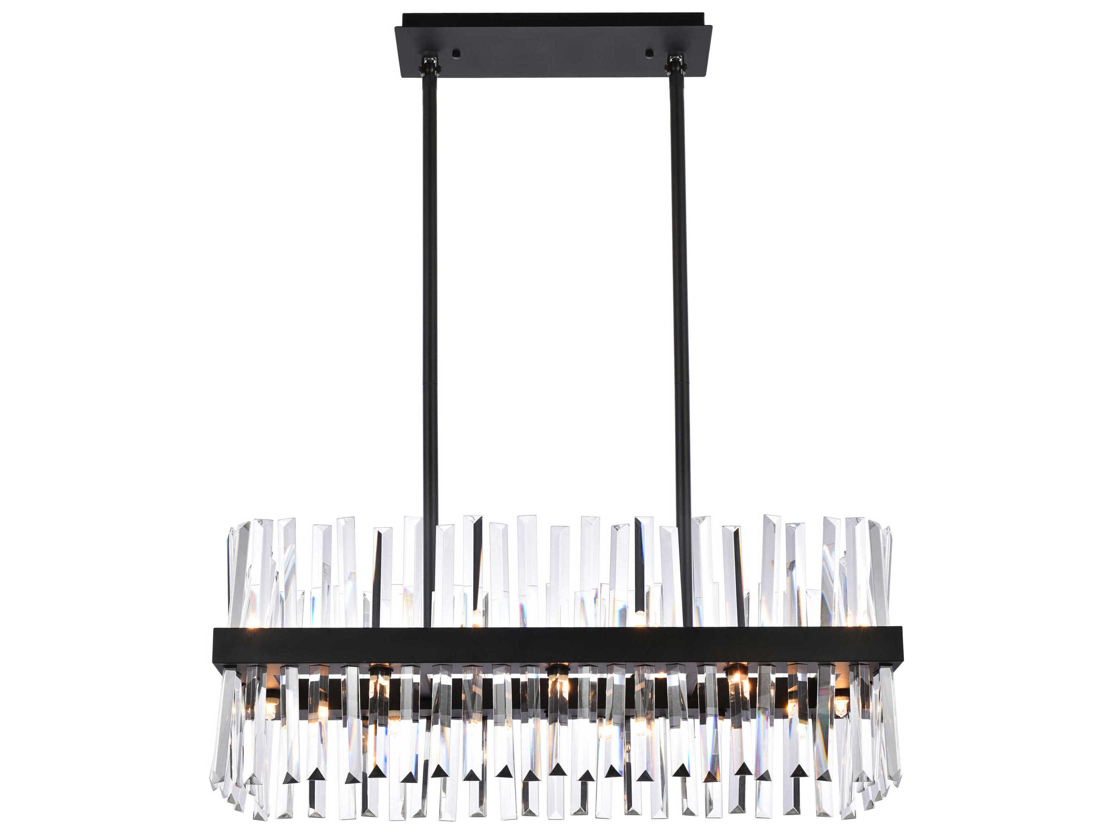 Serephina 16-Light6-Light Black Crystal Linear Island Pendant