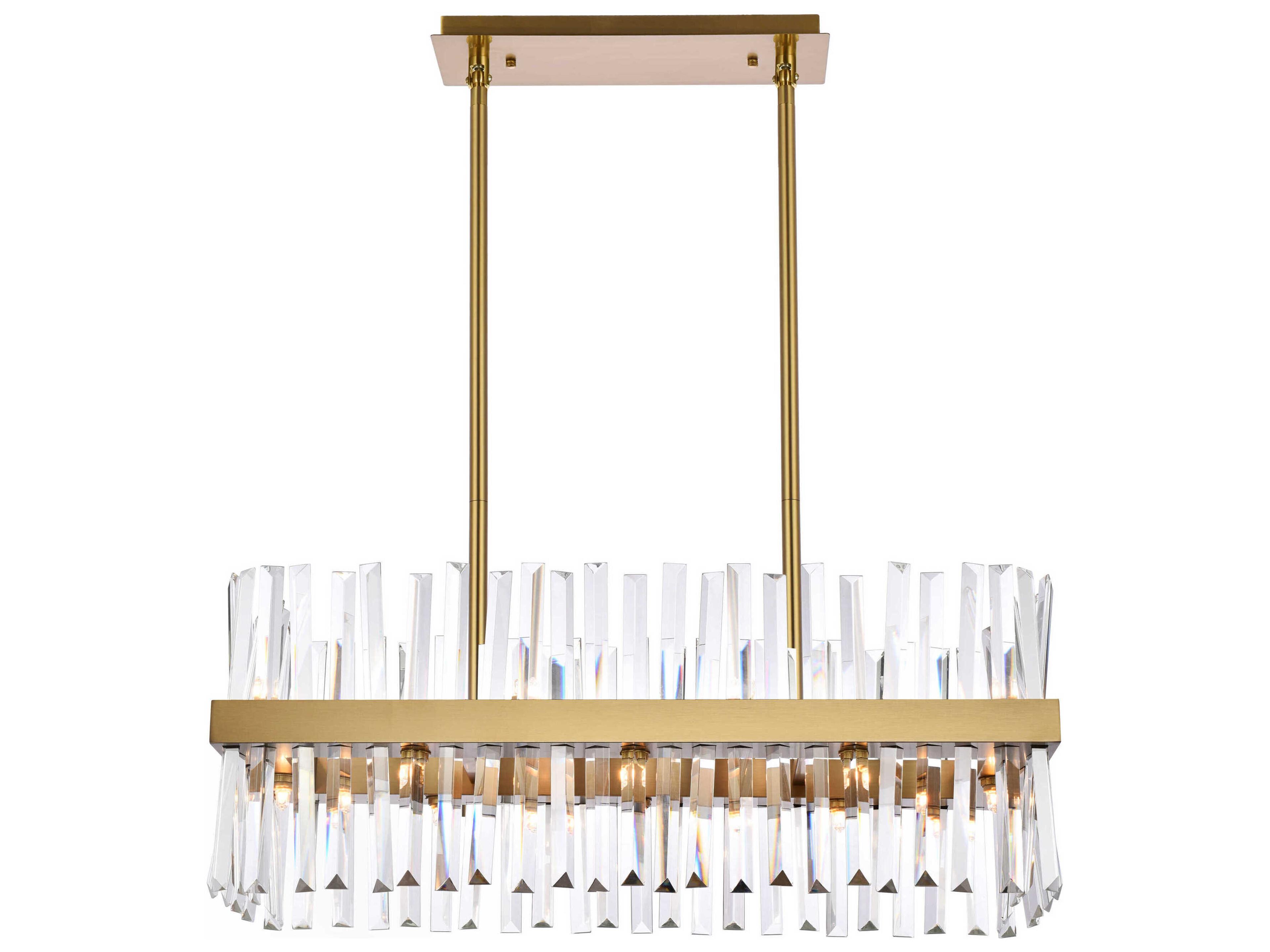 Serephina 16-Light6-Light Satin Gold Crystal Linear Island Pendant