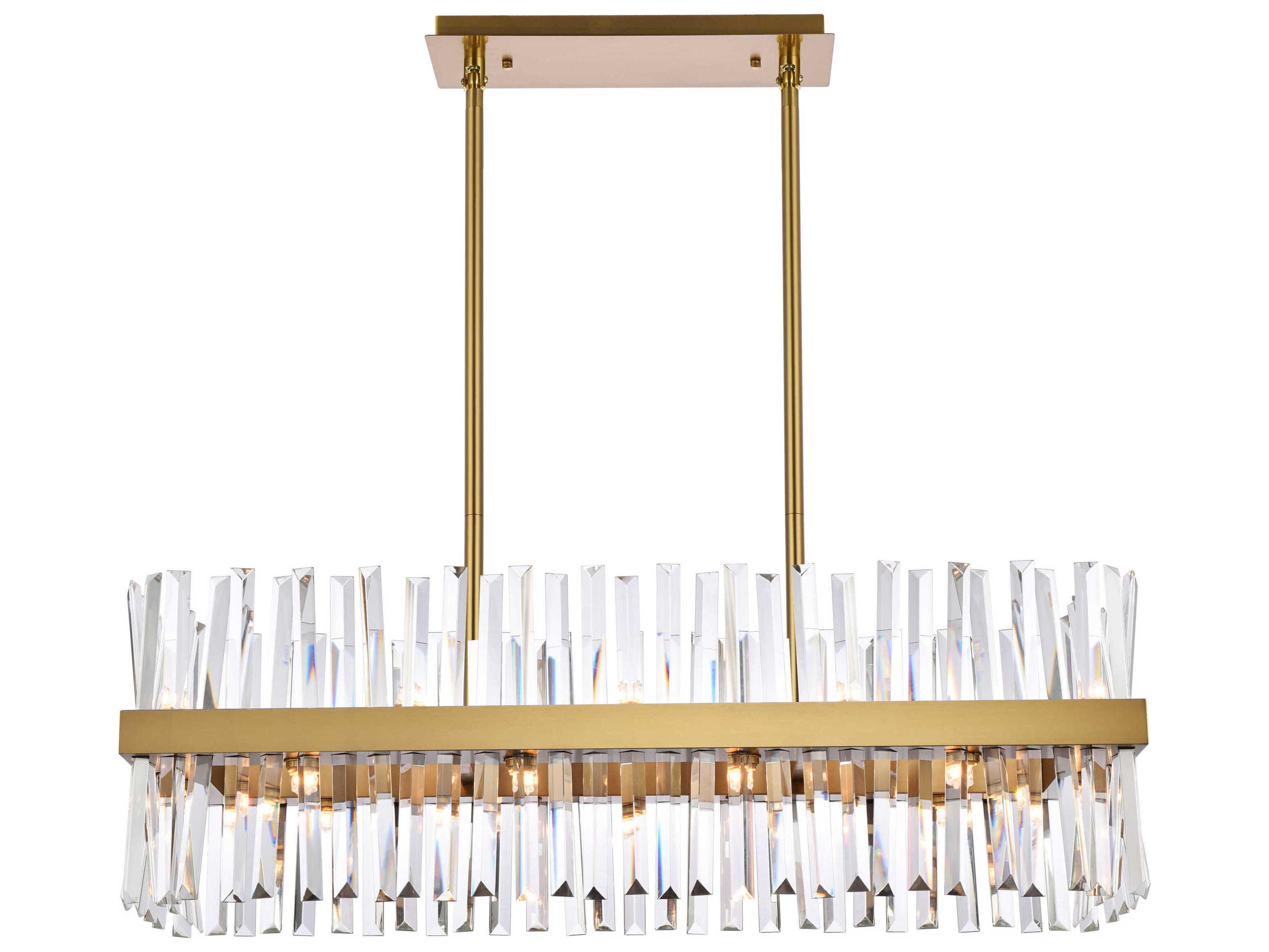Serephina 20-Light Satin Gold Crystal Linear Island Pendant